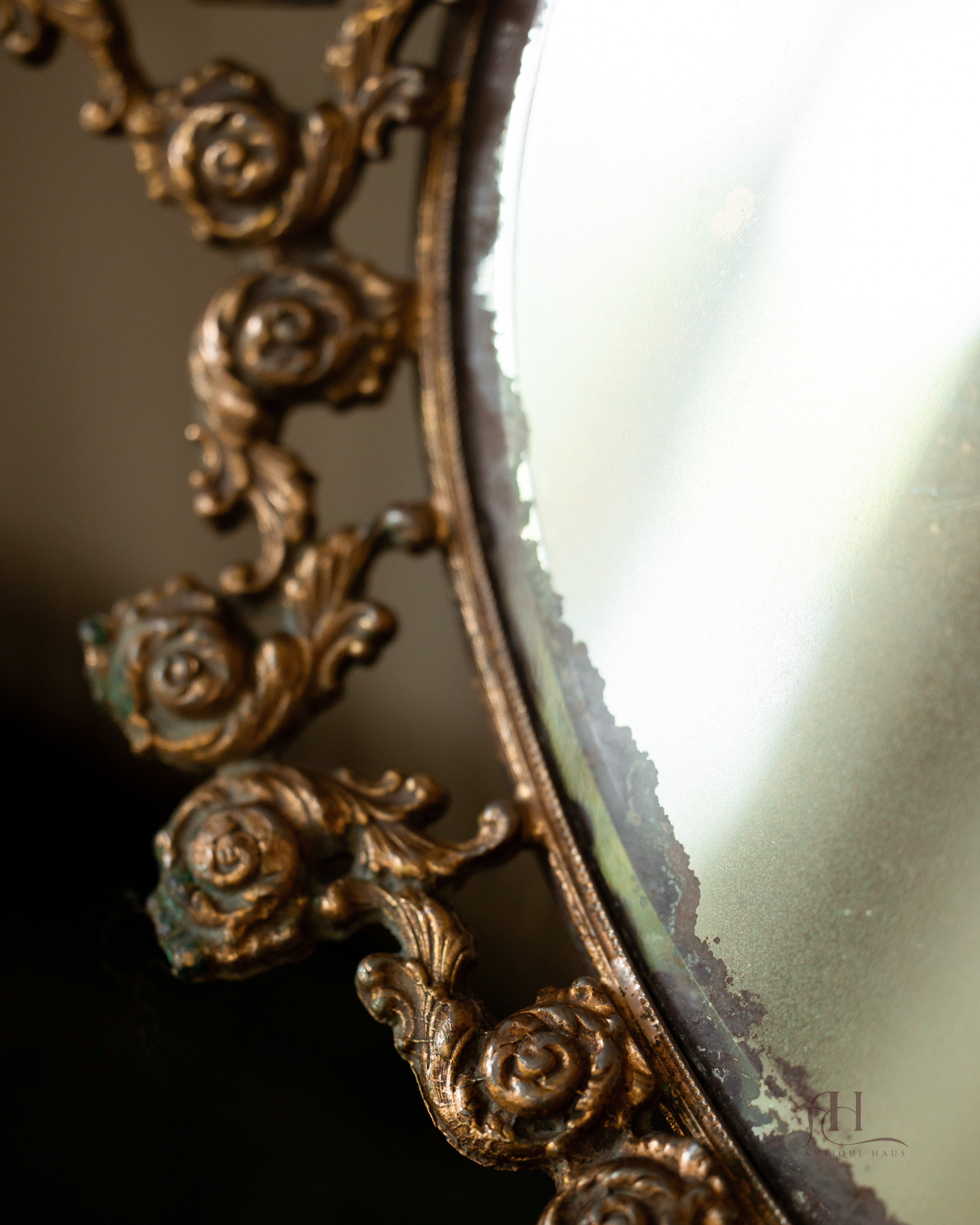 French Rococo Style Vanity Mirror with Intaglio Medallions