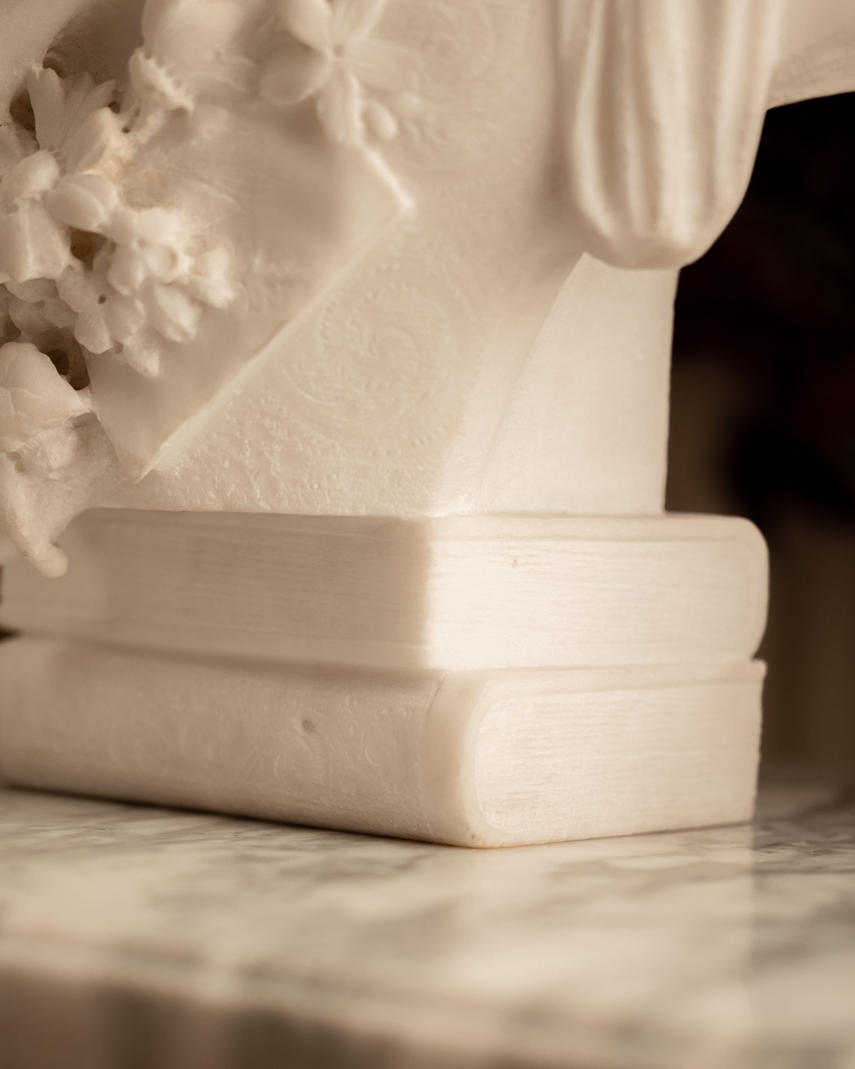 Italian Carrara Marble Bust of a Veiled Woman