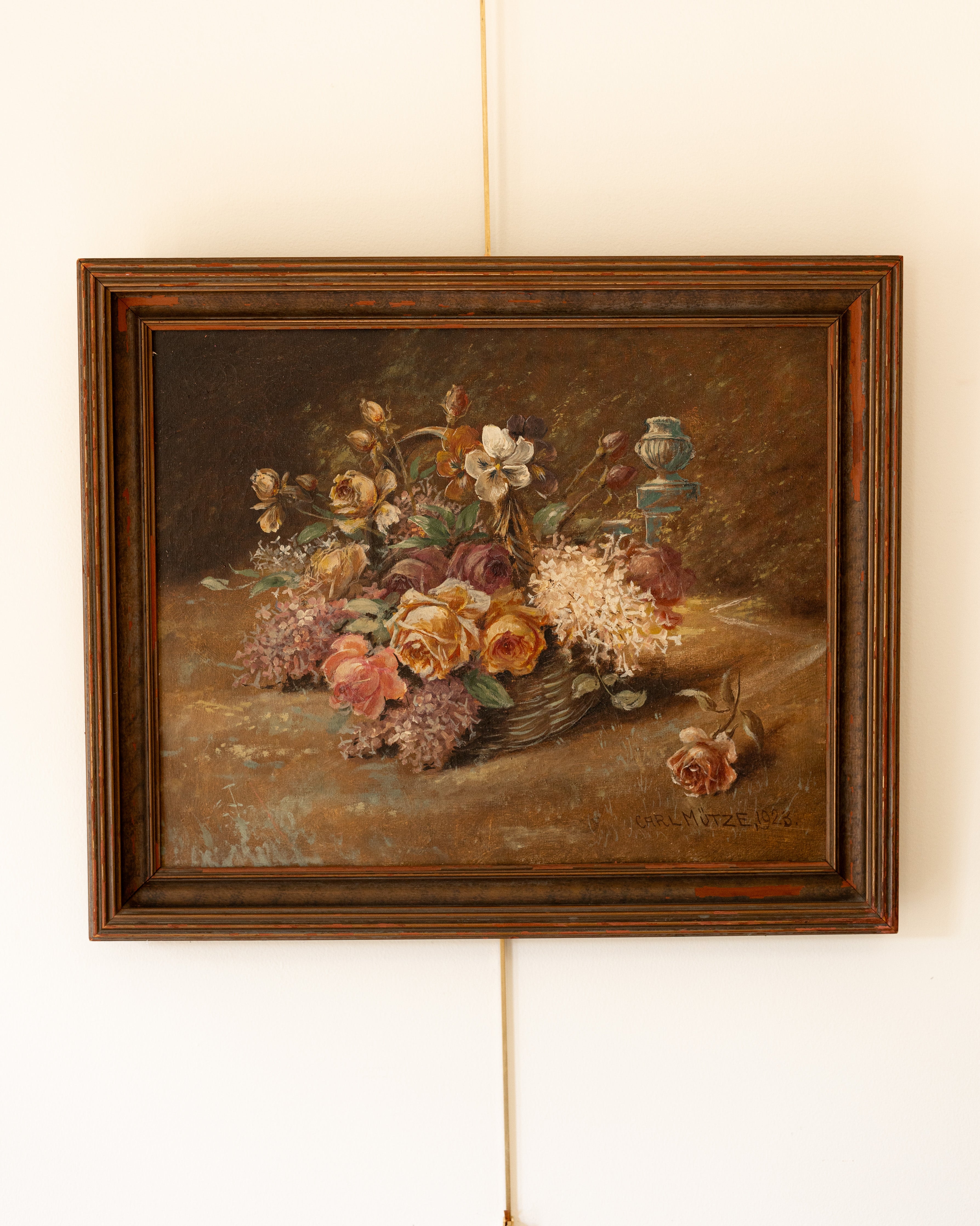 1924 Signed Floral Still Life Painting by Carl Mütze