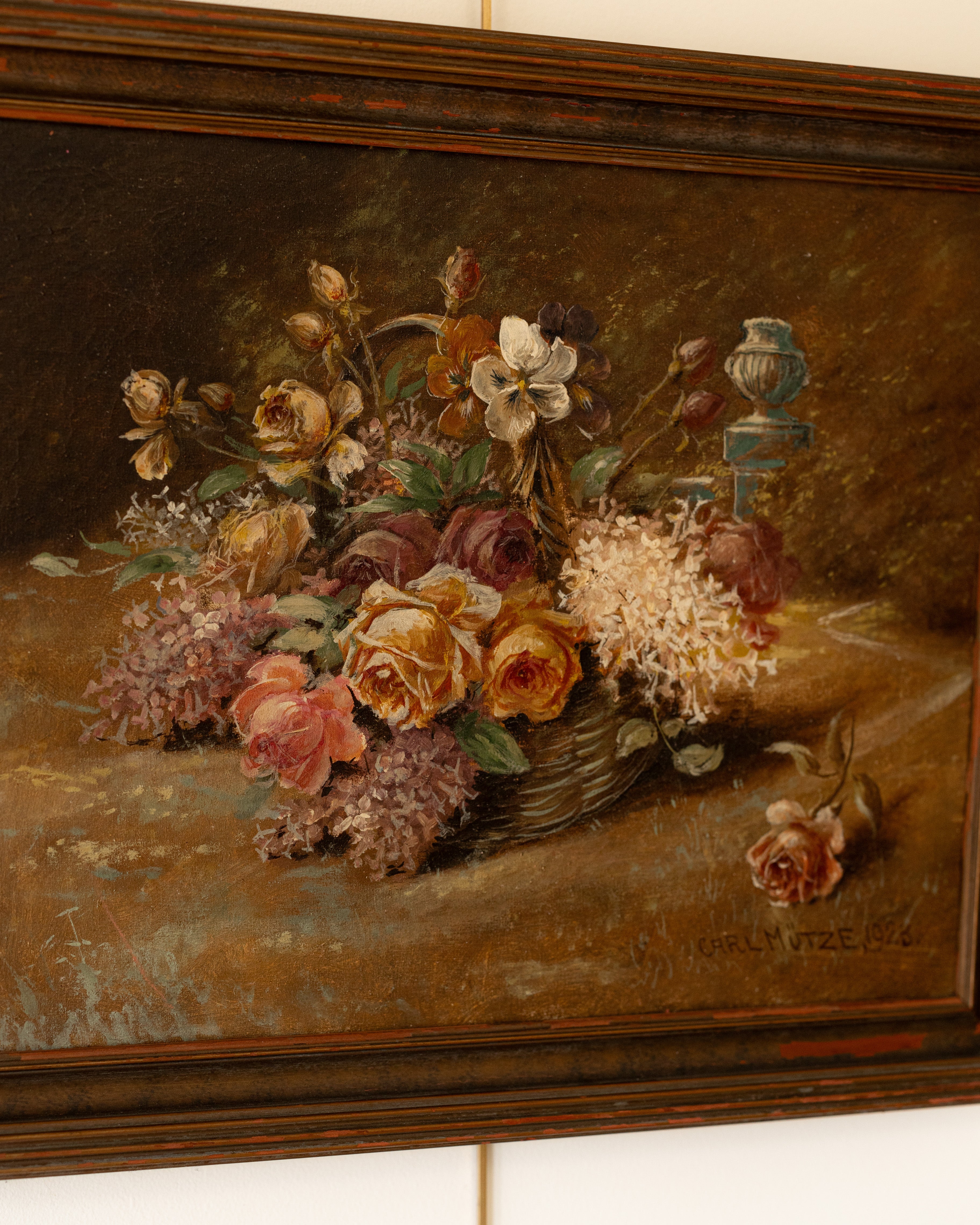 1924 Signed Floral Still Life Painting by Carl Mütze