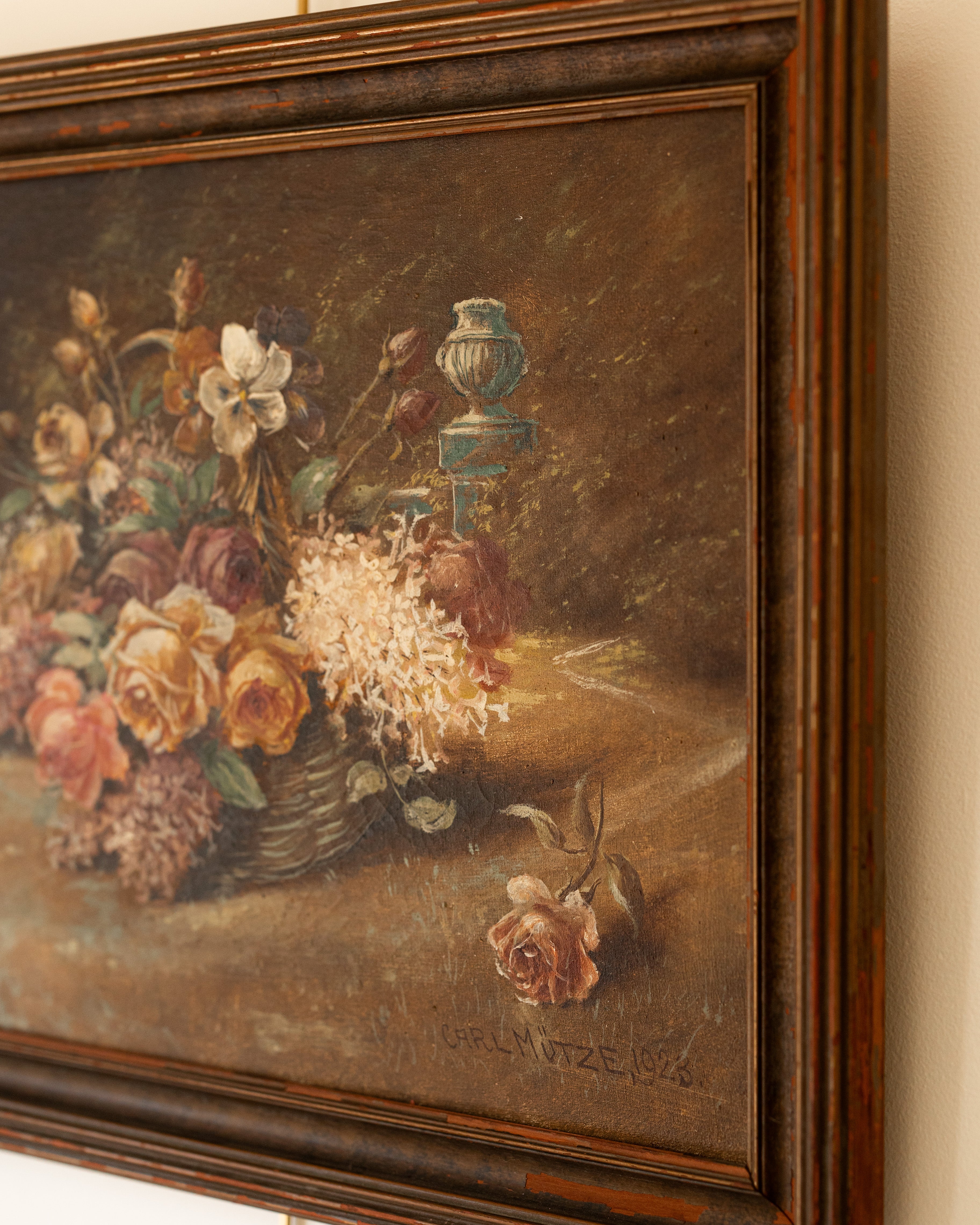 1924 Signed Floral Still Life Painting by Carl Mütze