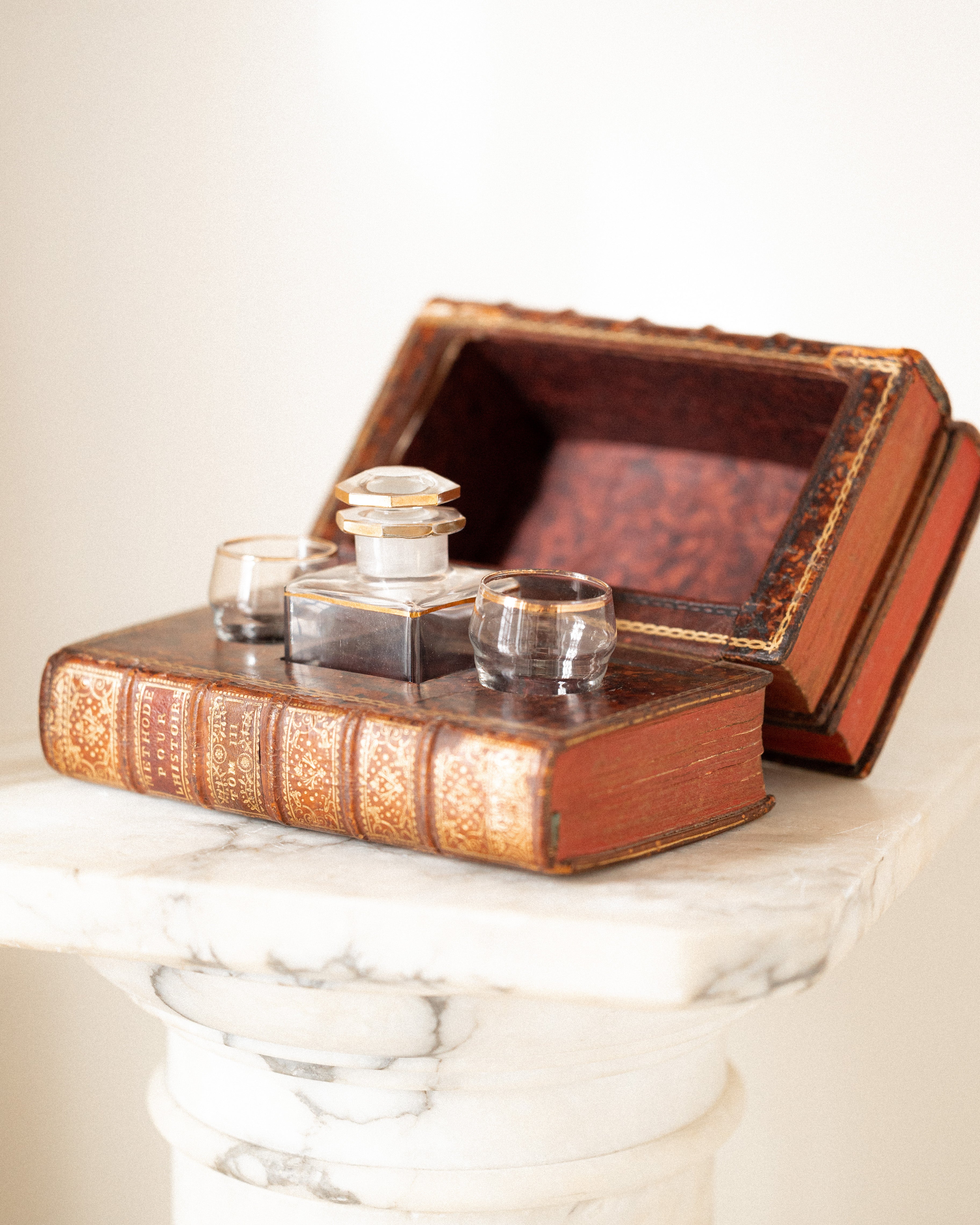 French Faux Book Tantalus w/ Crest
