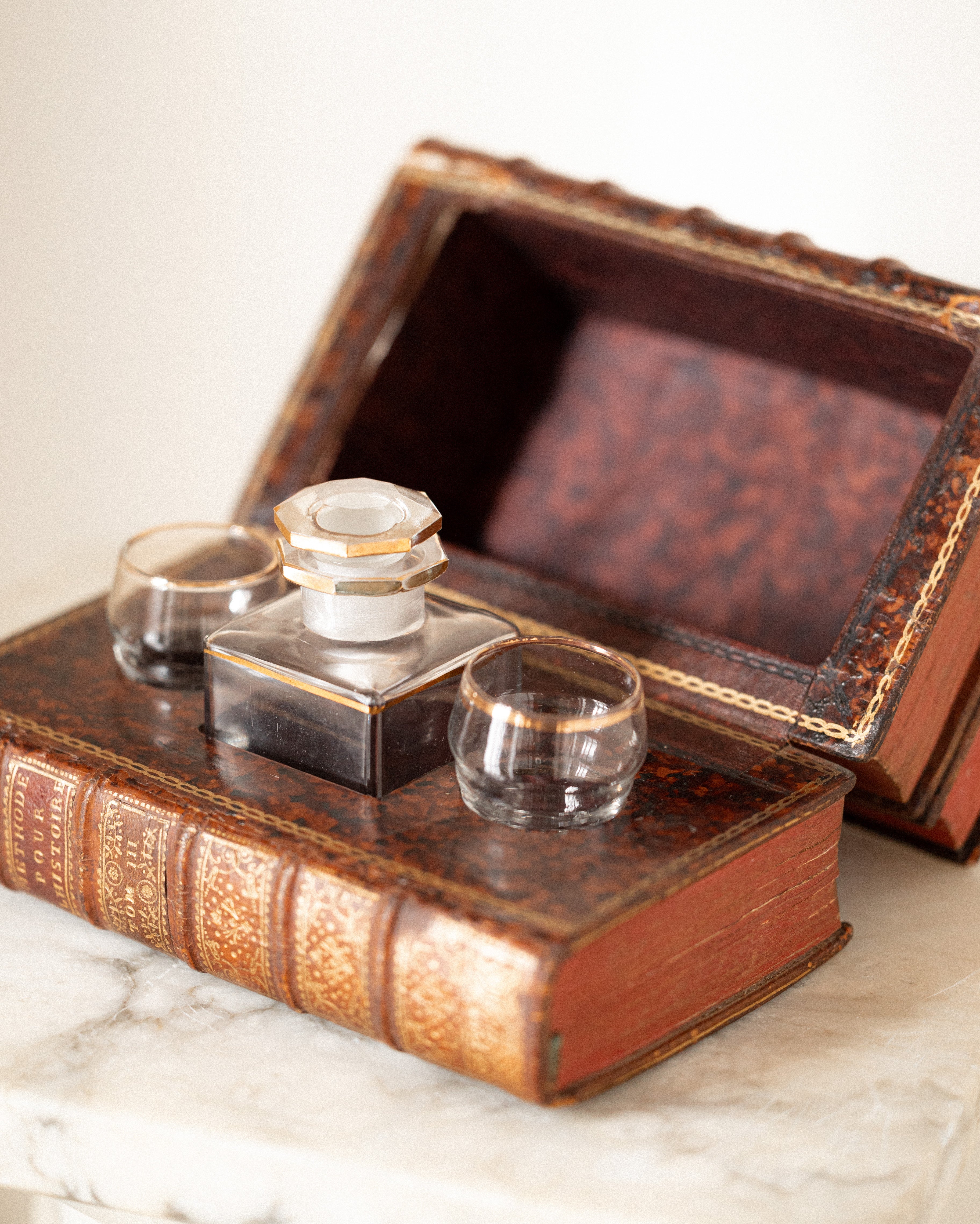 French Faux Book Tantalus w/ Crest