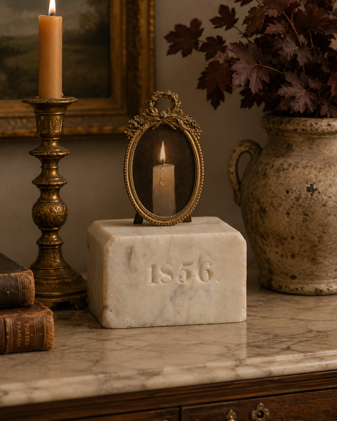 19th C. Marble Memorial Stone Dated 1856