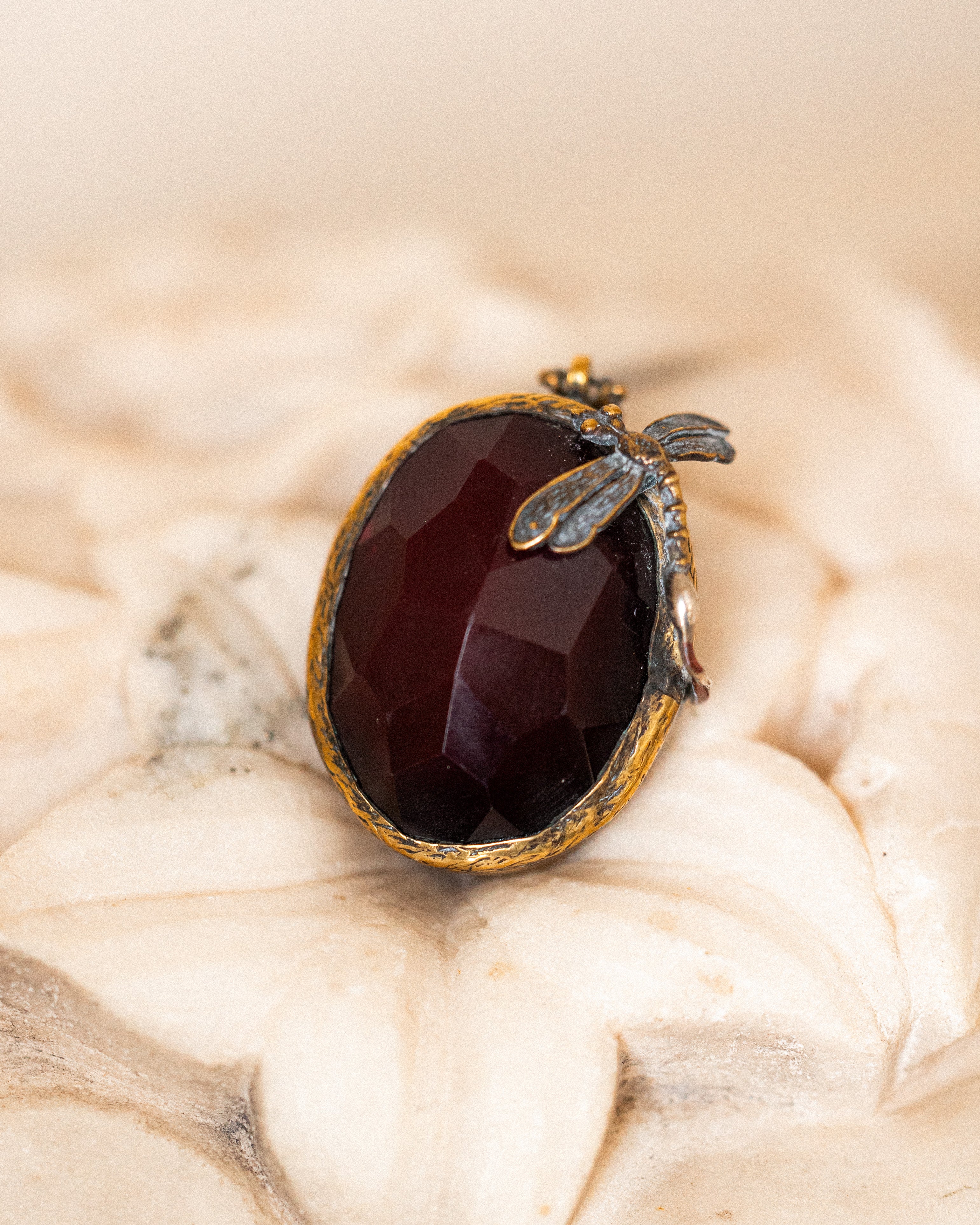 Sterling Silver Faceted Glass Dragonfly Pendant