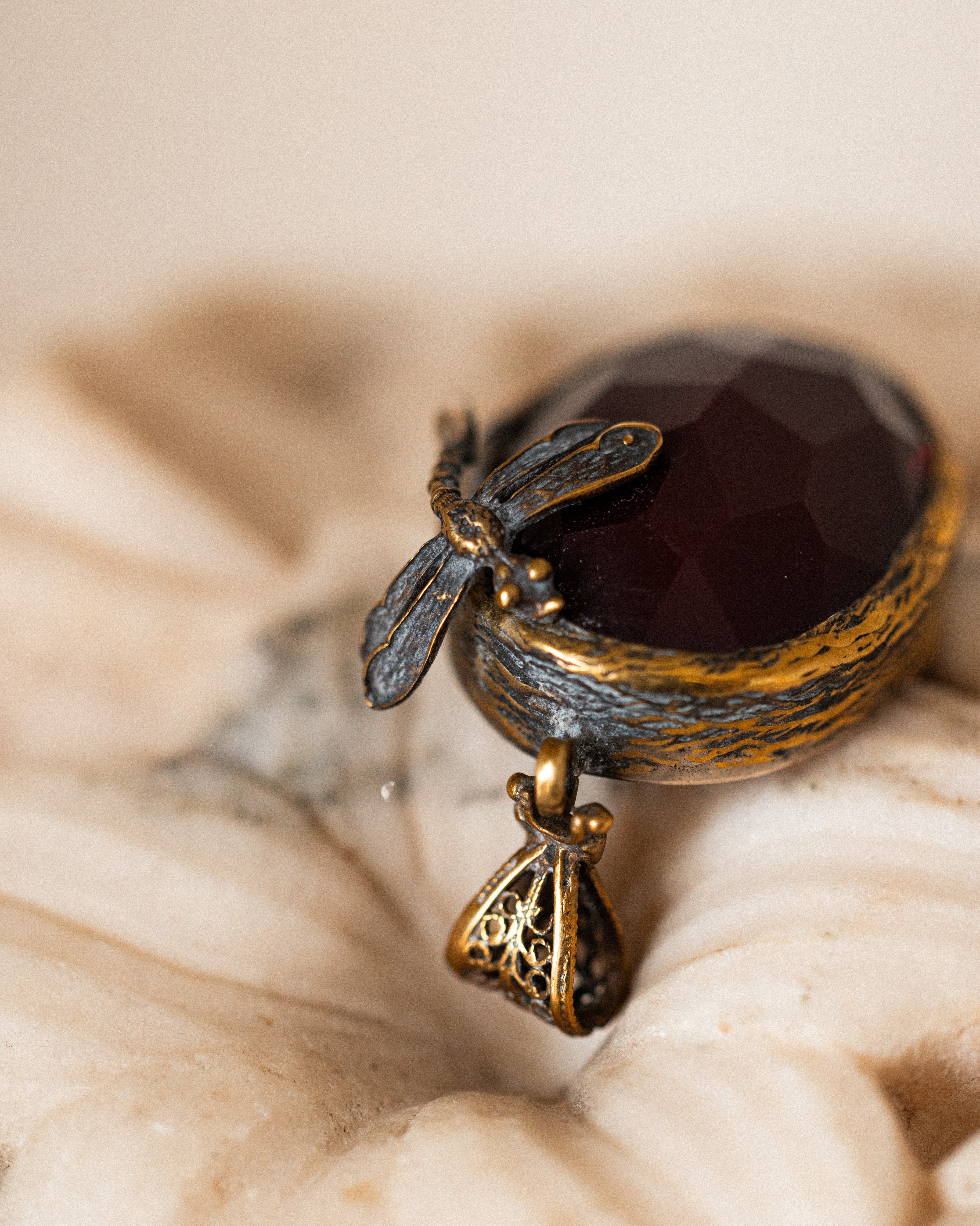 Sterling Silver Faceted Glass Dragonfly Pendant