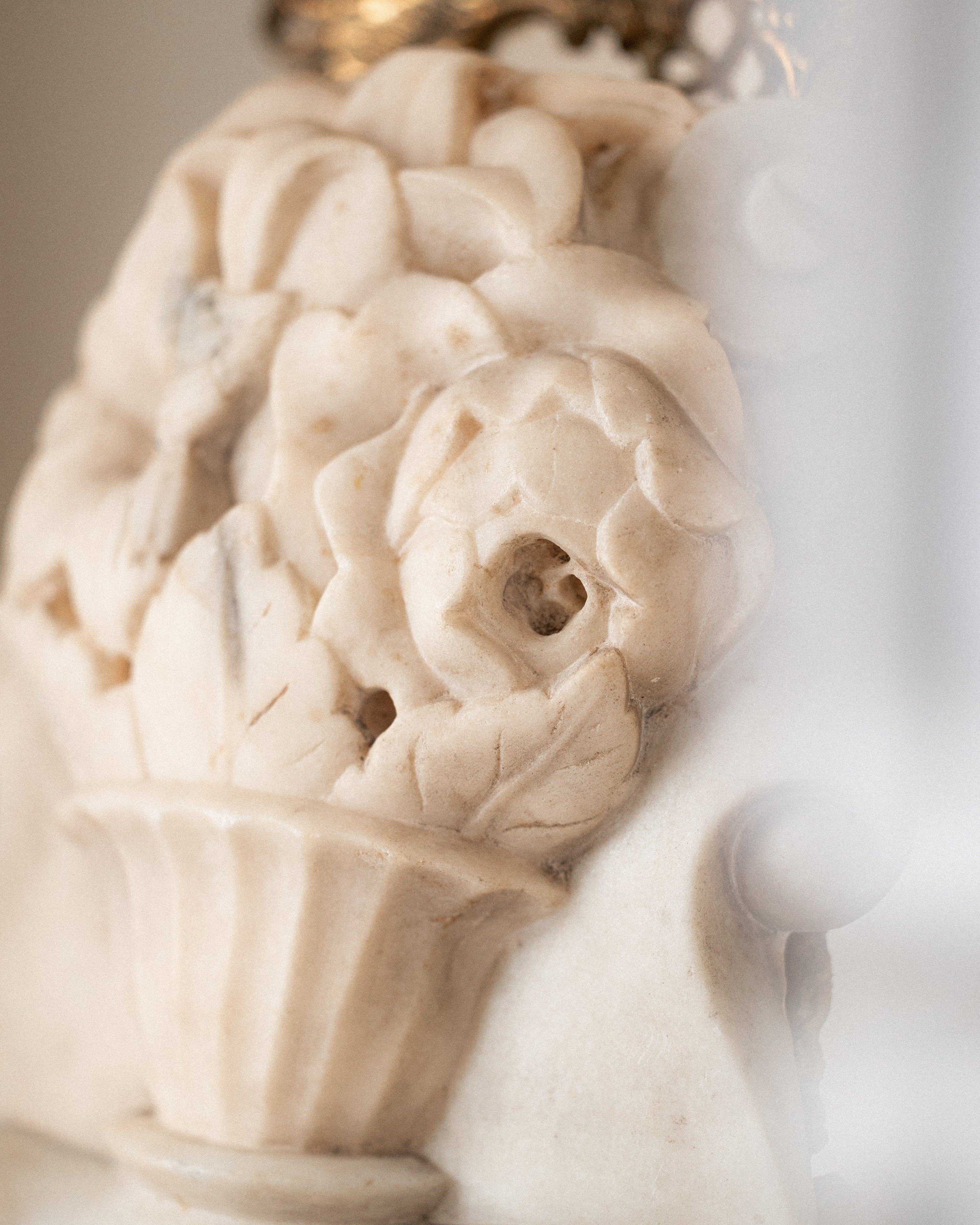 Carved Floral Marble Architectural Salvage