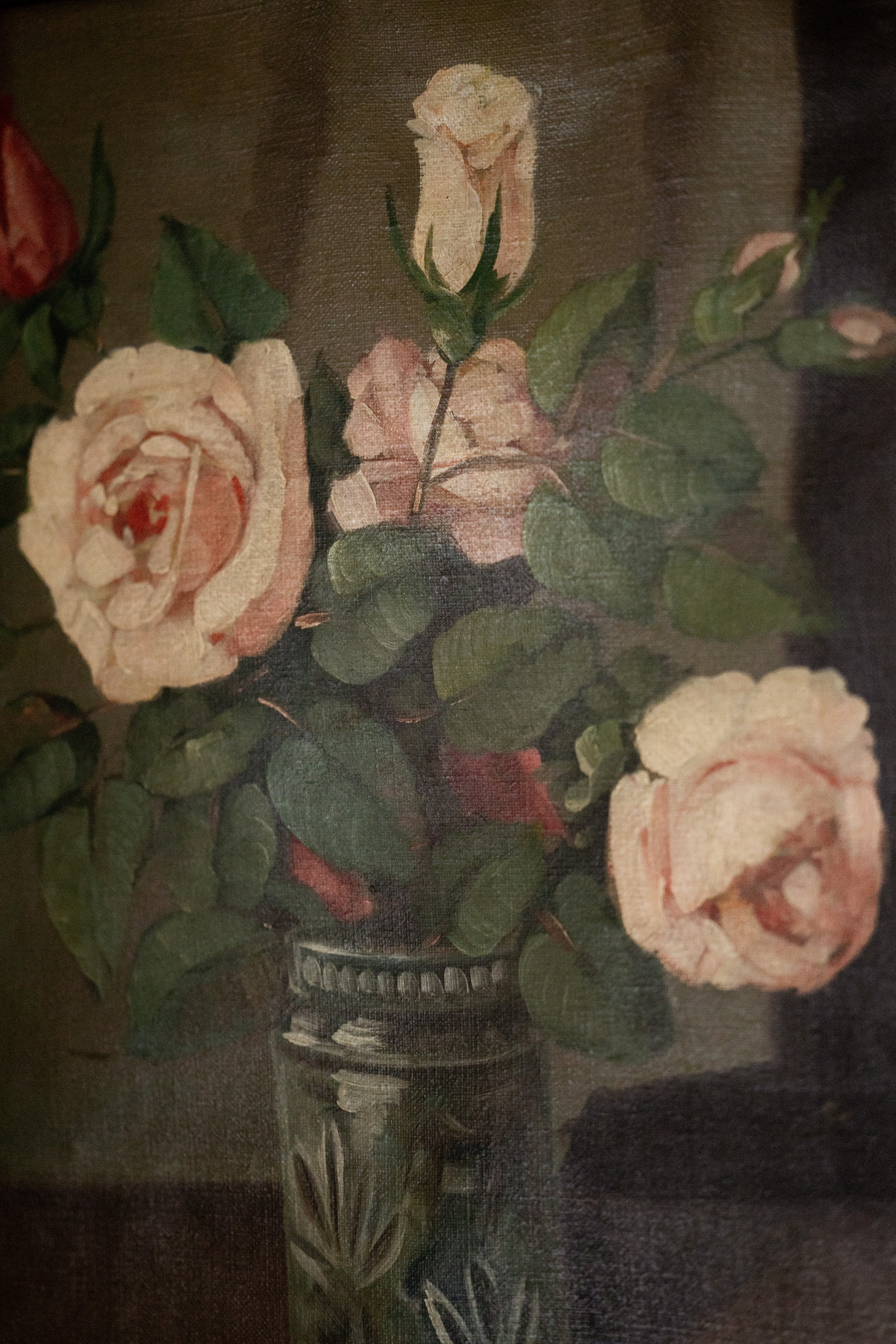 Antique Floral Still Life Oil Painting in Gilt Frame