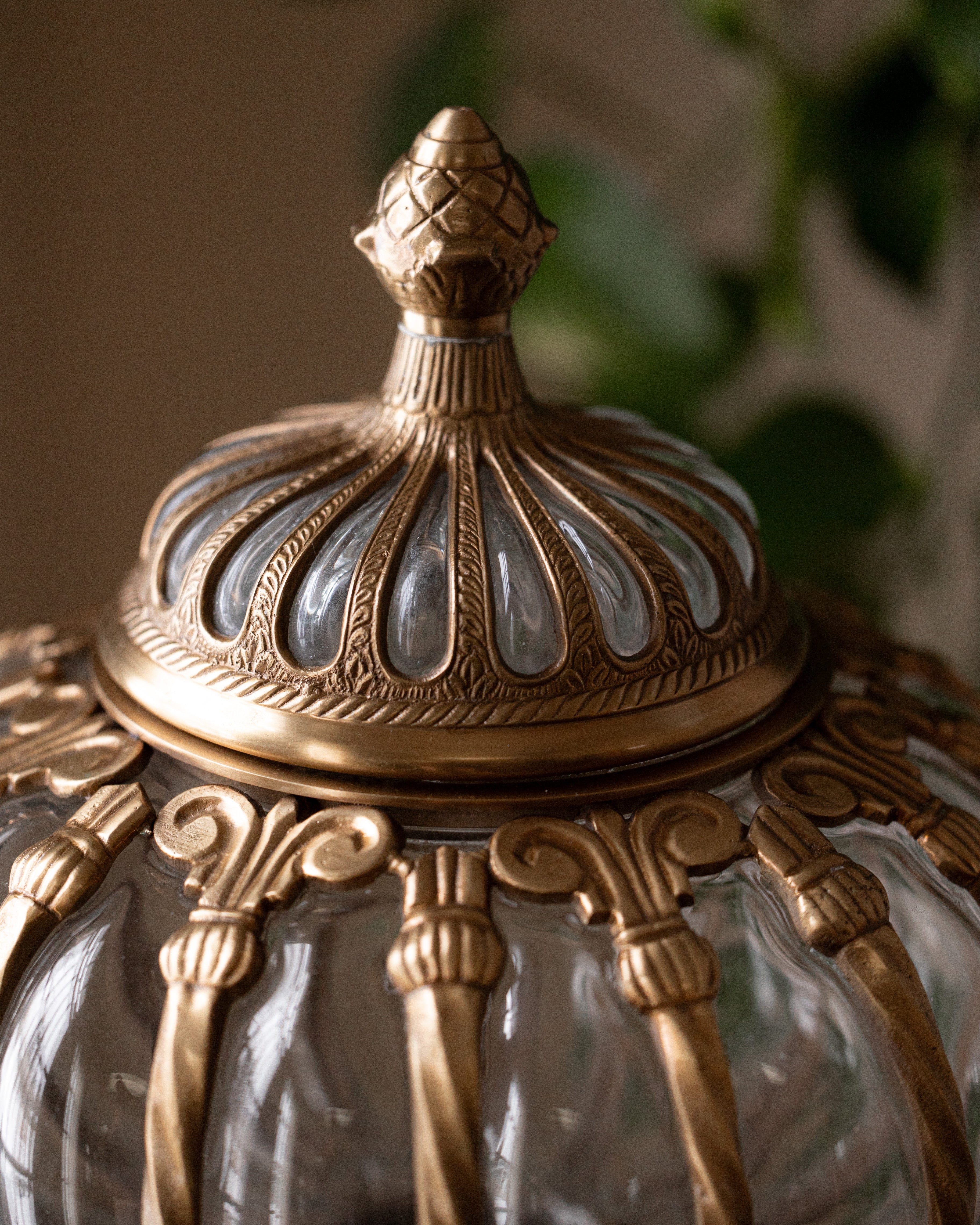 Large Pedestal Bubble Glass Jar