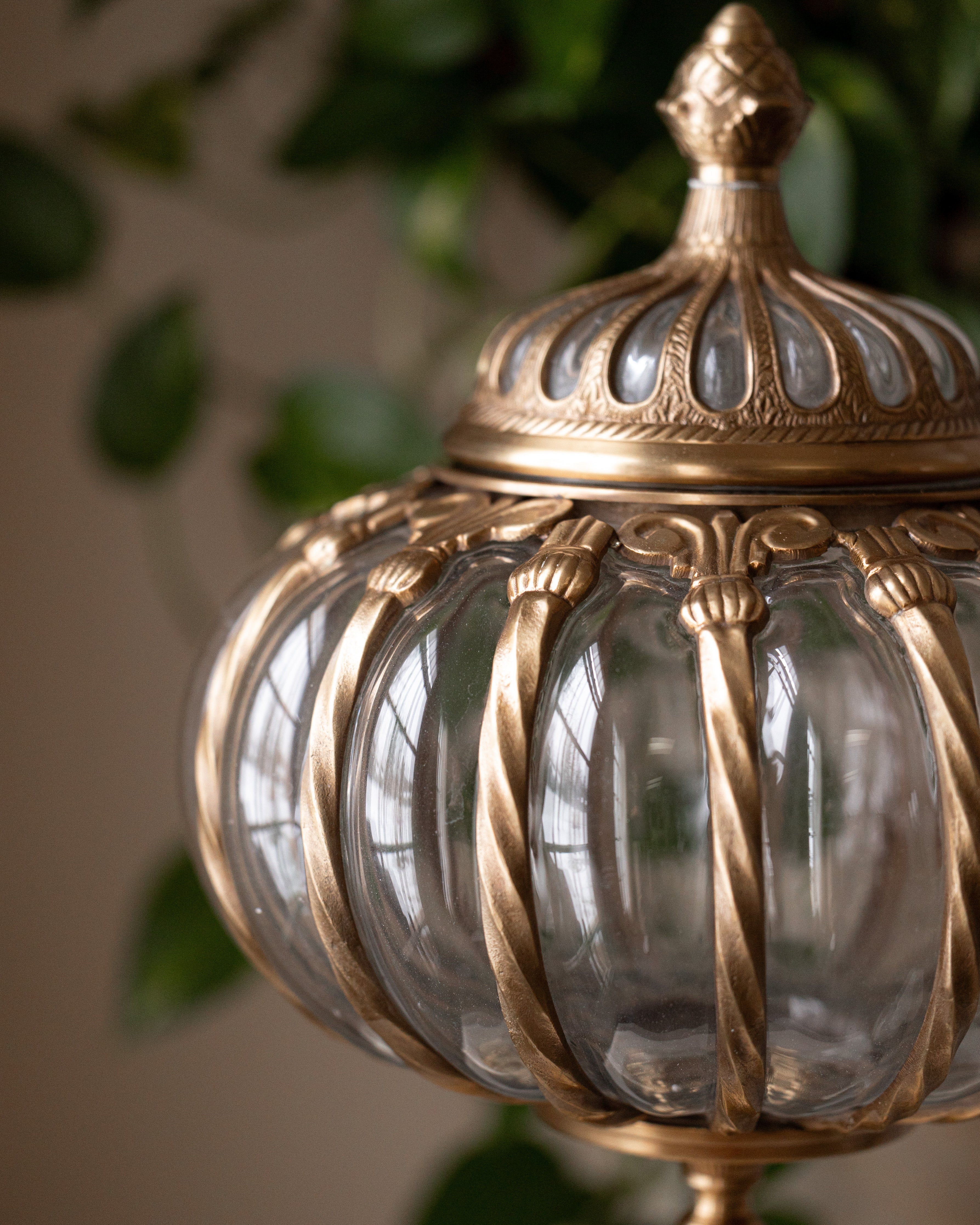 Large Pedestal Bubble Glass Jar