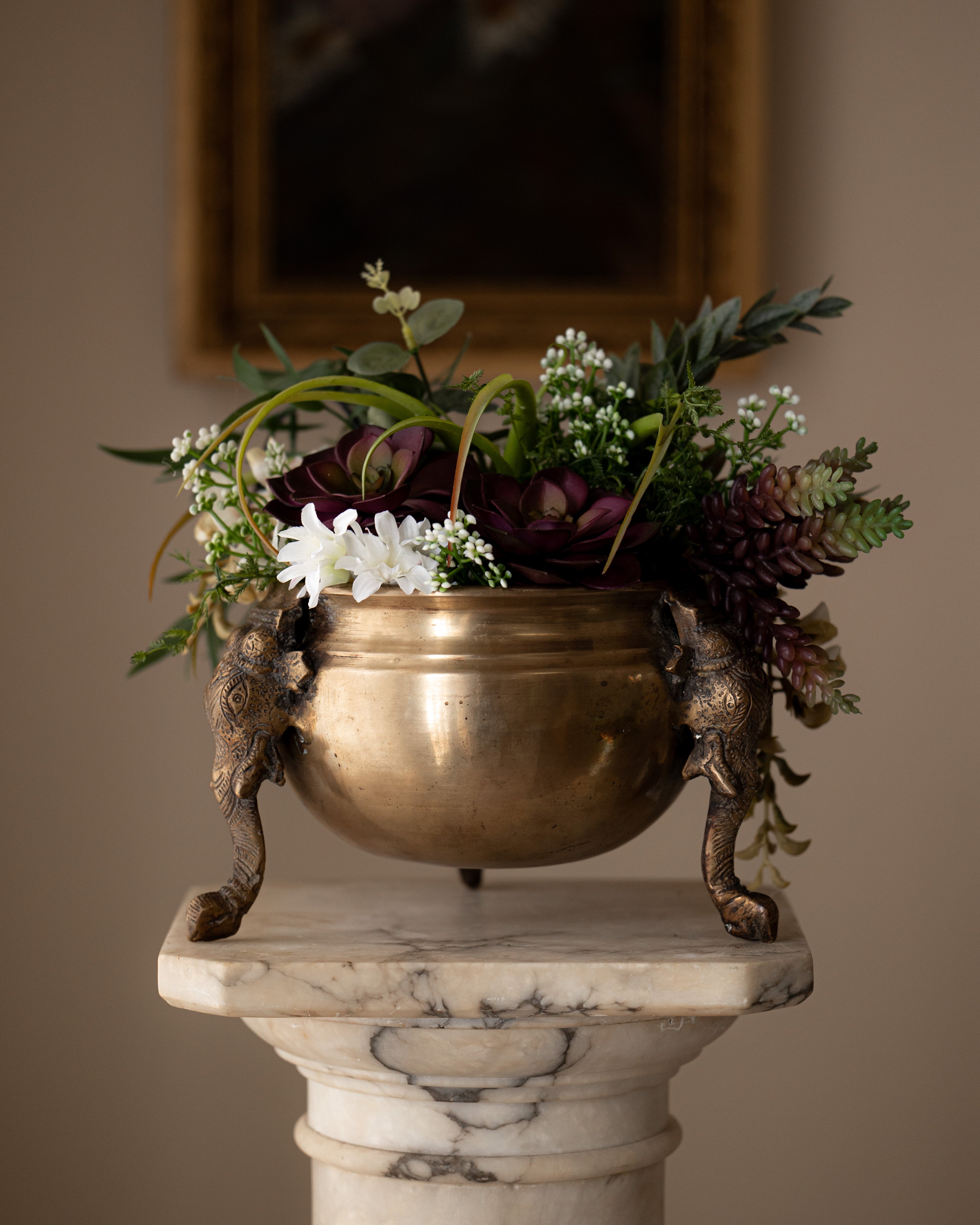 Antique Bronze Elephant Vessel