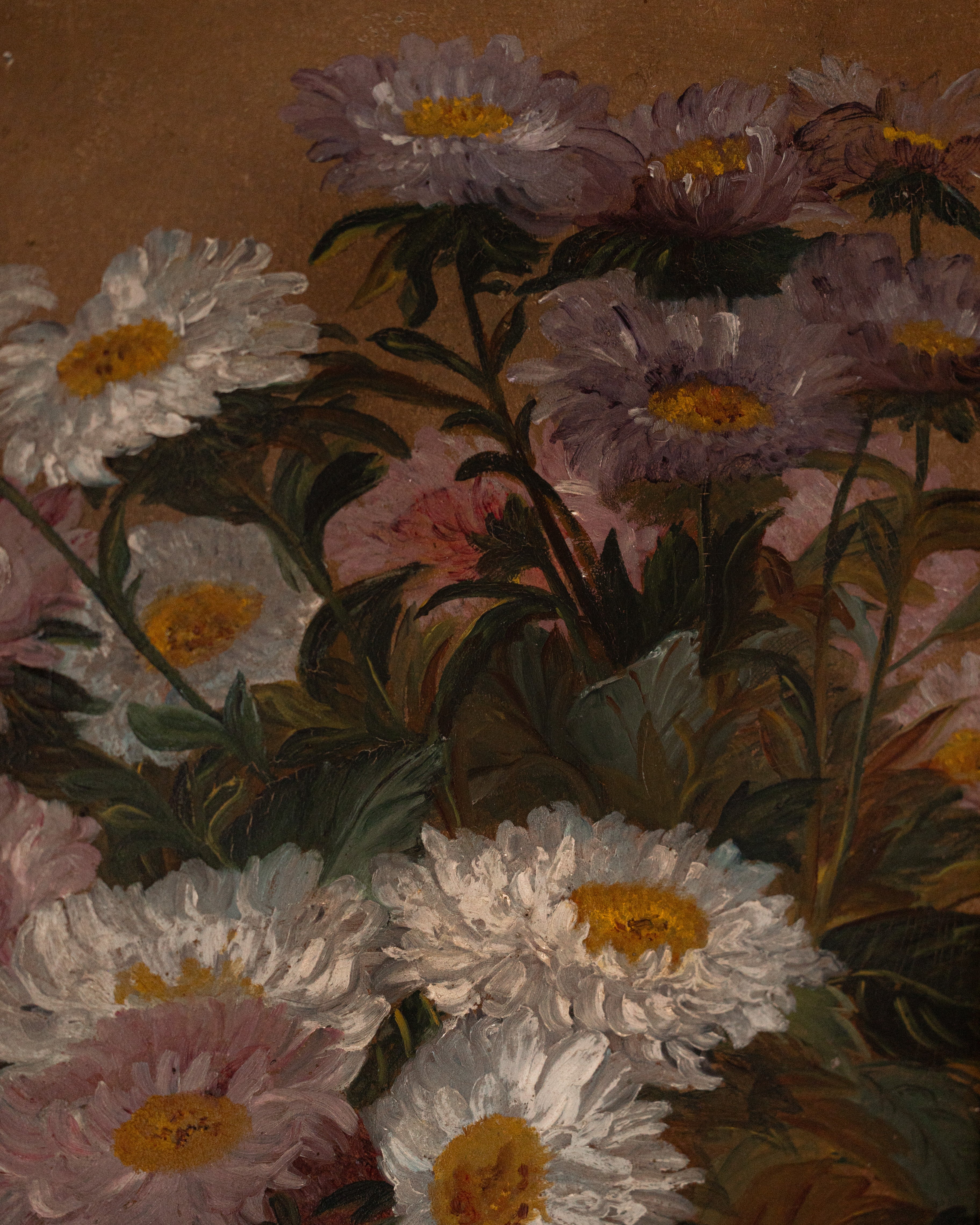 19th Century Asters Still Life Floral Painting