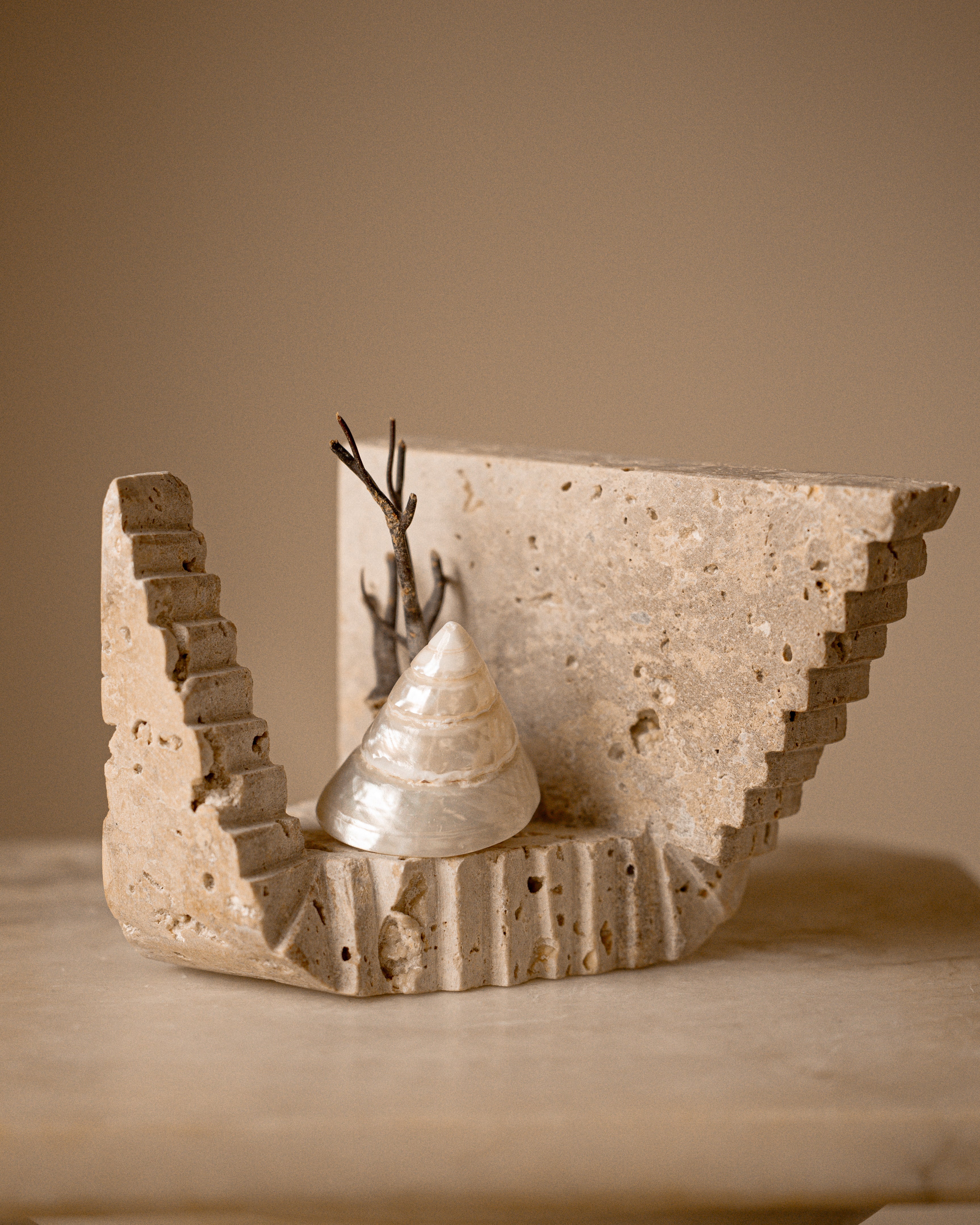 Sculptural Travertine Staircase