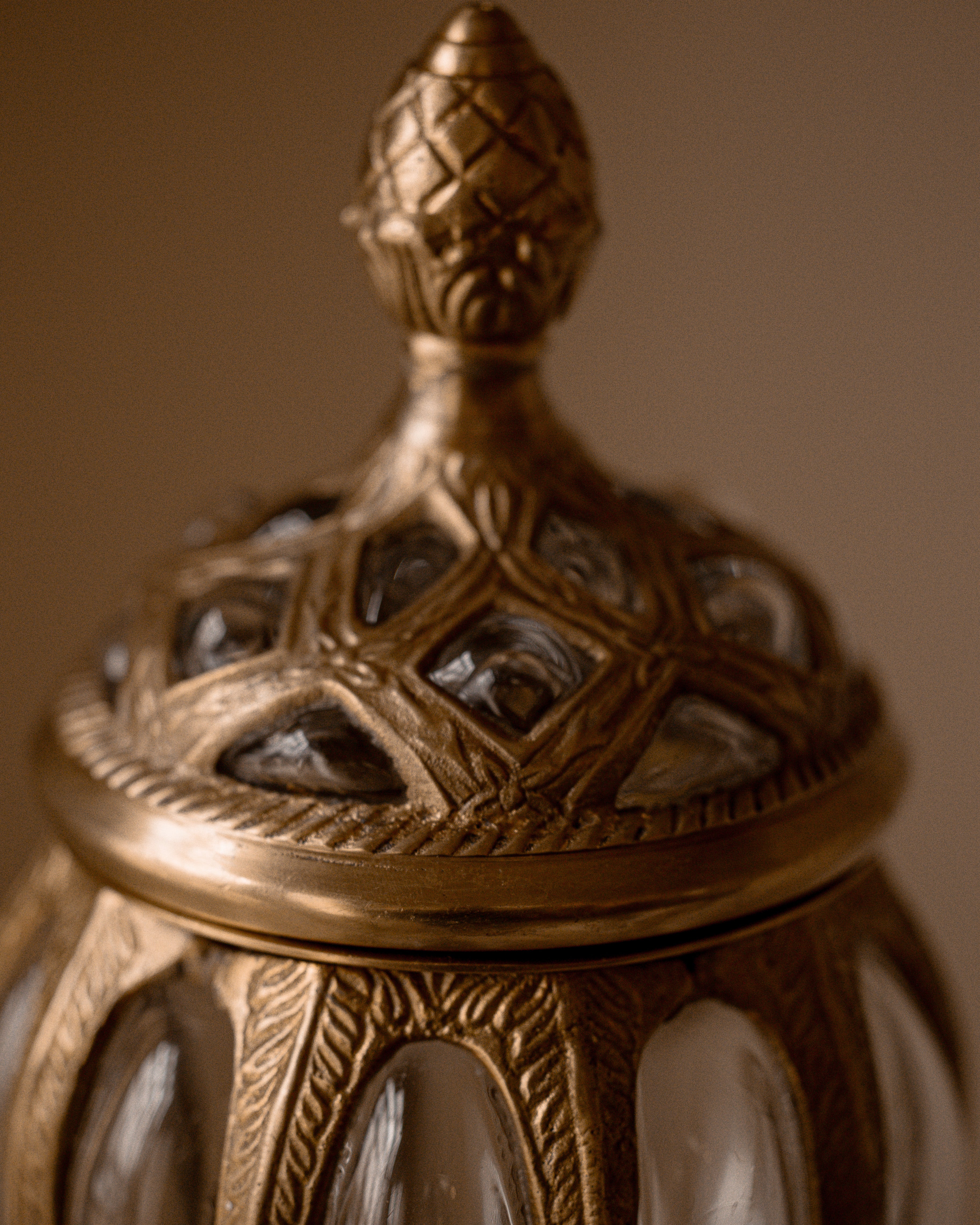 Tall Pedestal Bubble Glass Jar