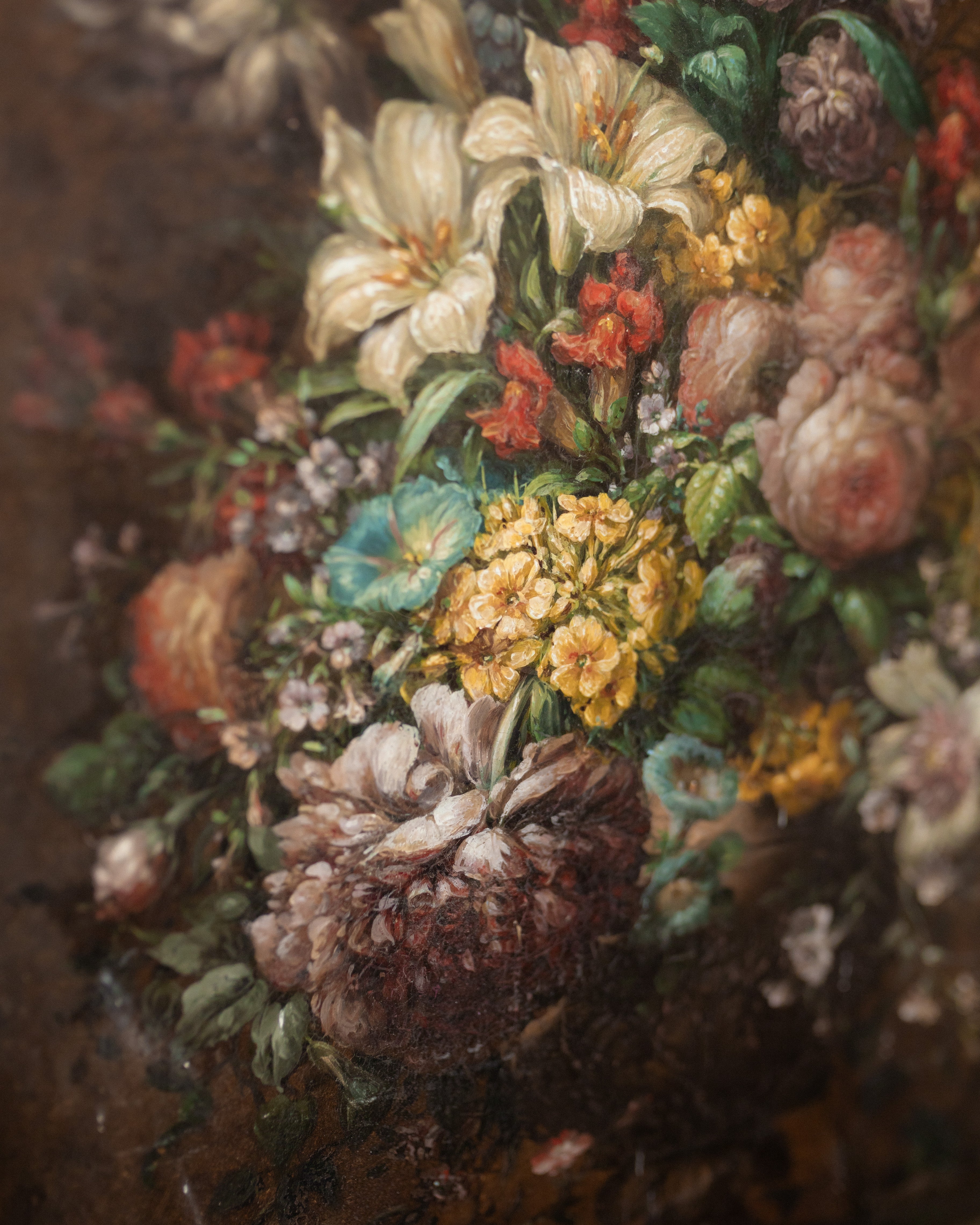 19th Century Floral Still Life on Wood Panel