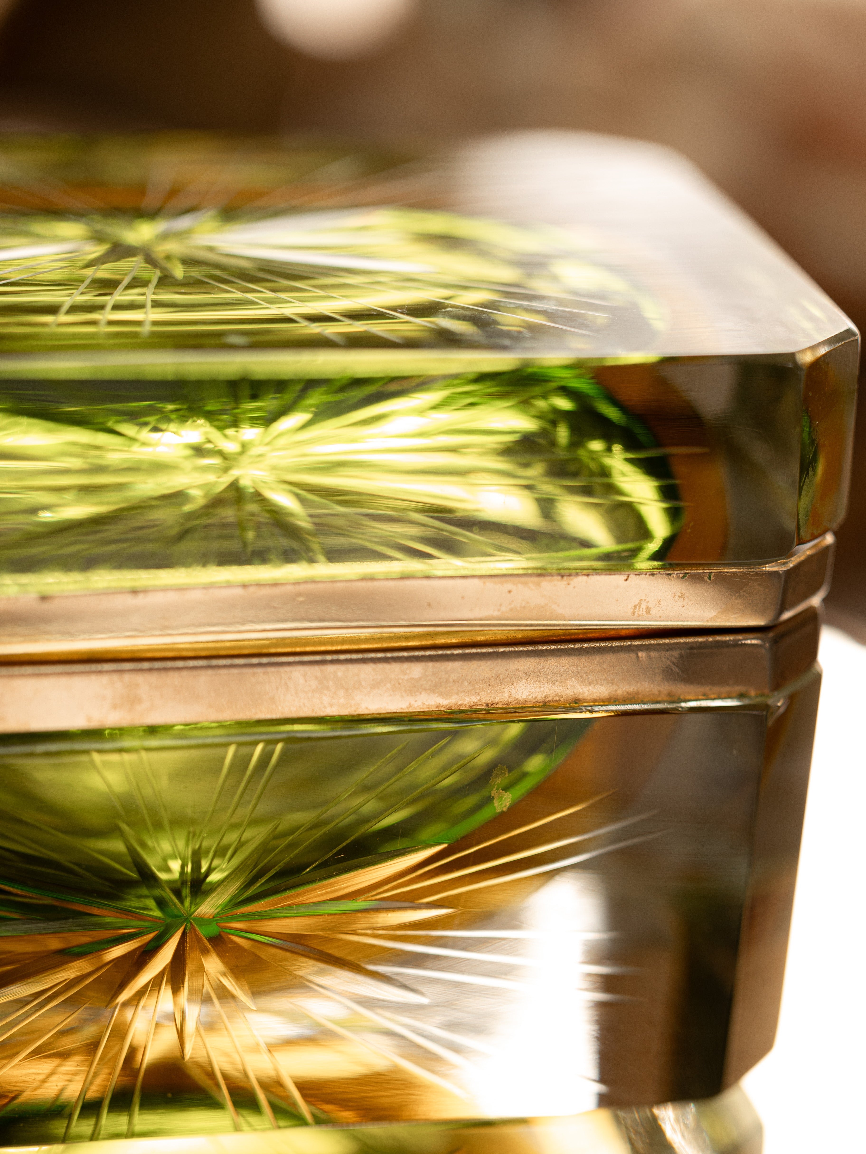 Italian Murano "Sommerso" Emerald Crystal Casket