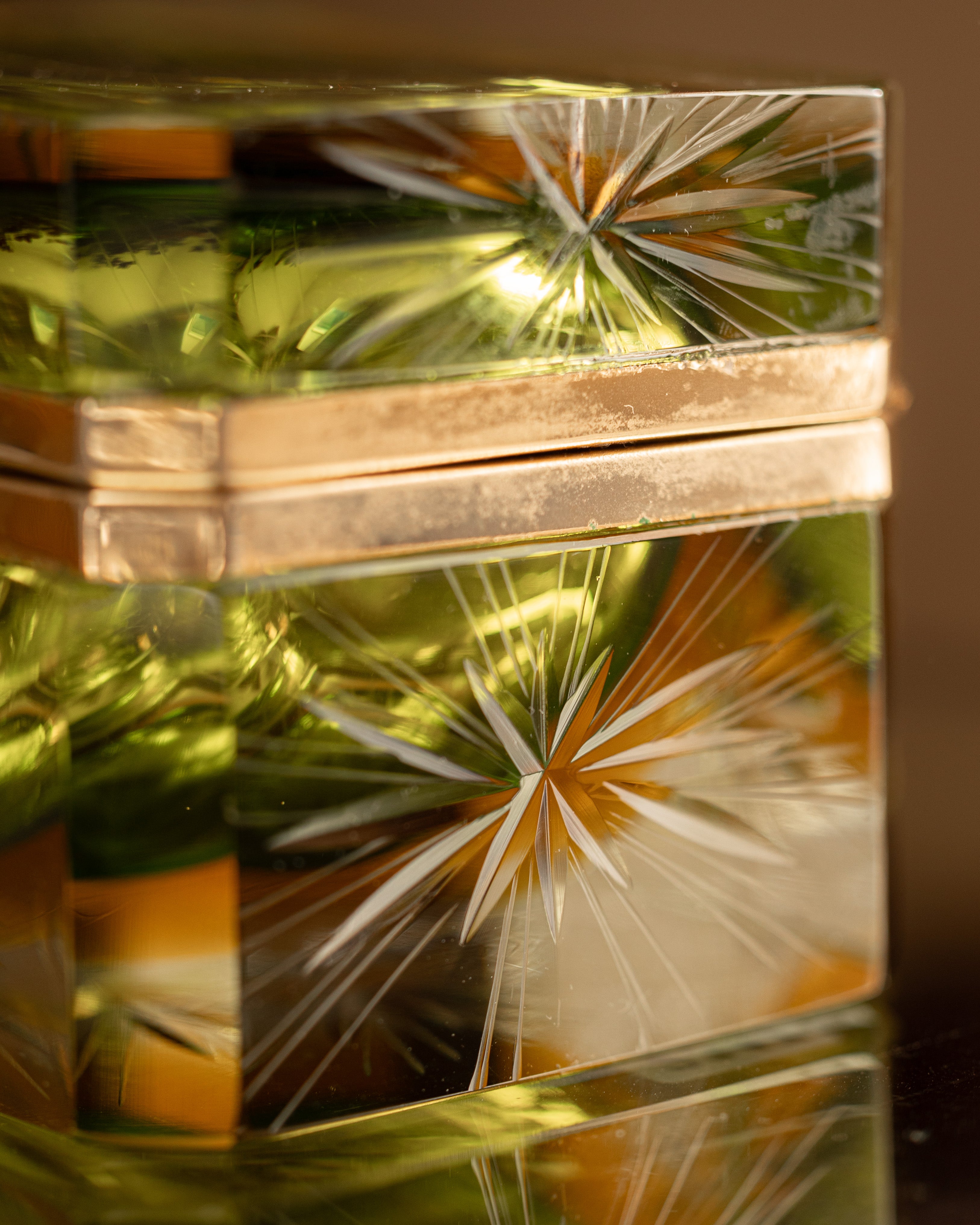 Italian Murano "Sommerso" Emerald Crystal Casket
