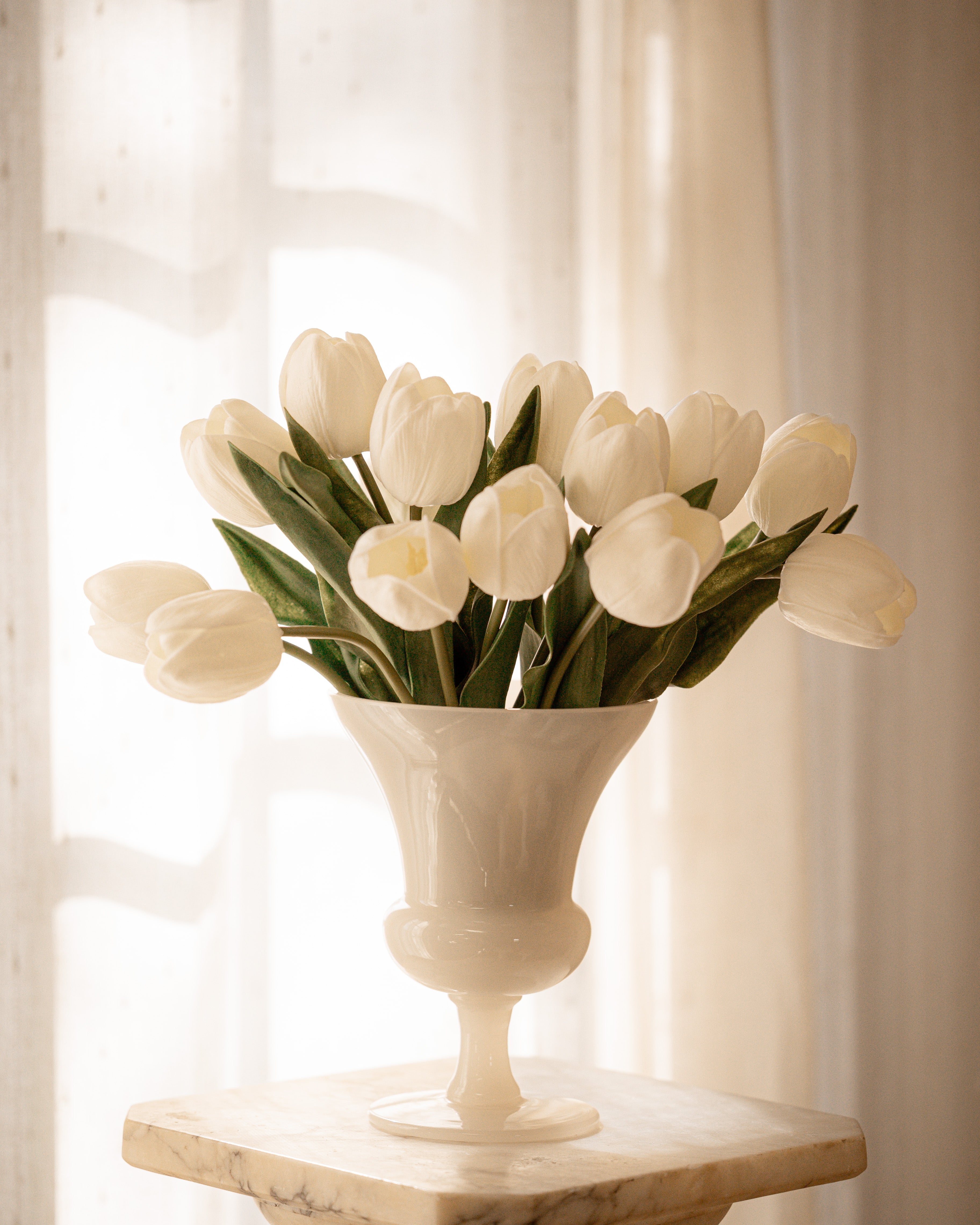 White Italian Opaline Urn Vase