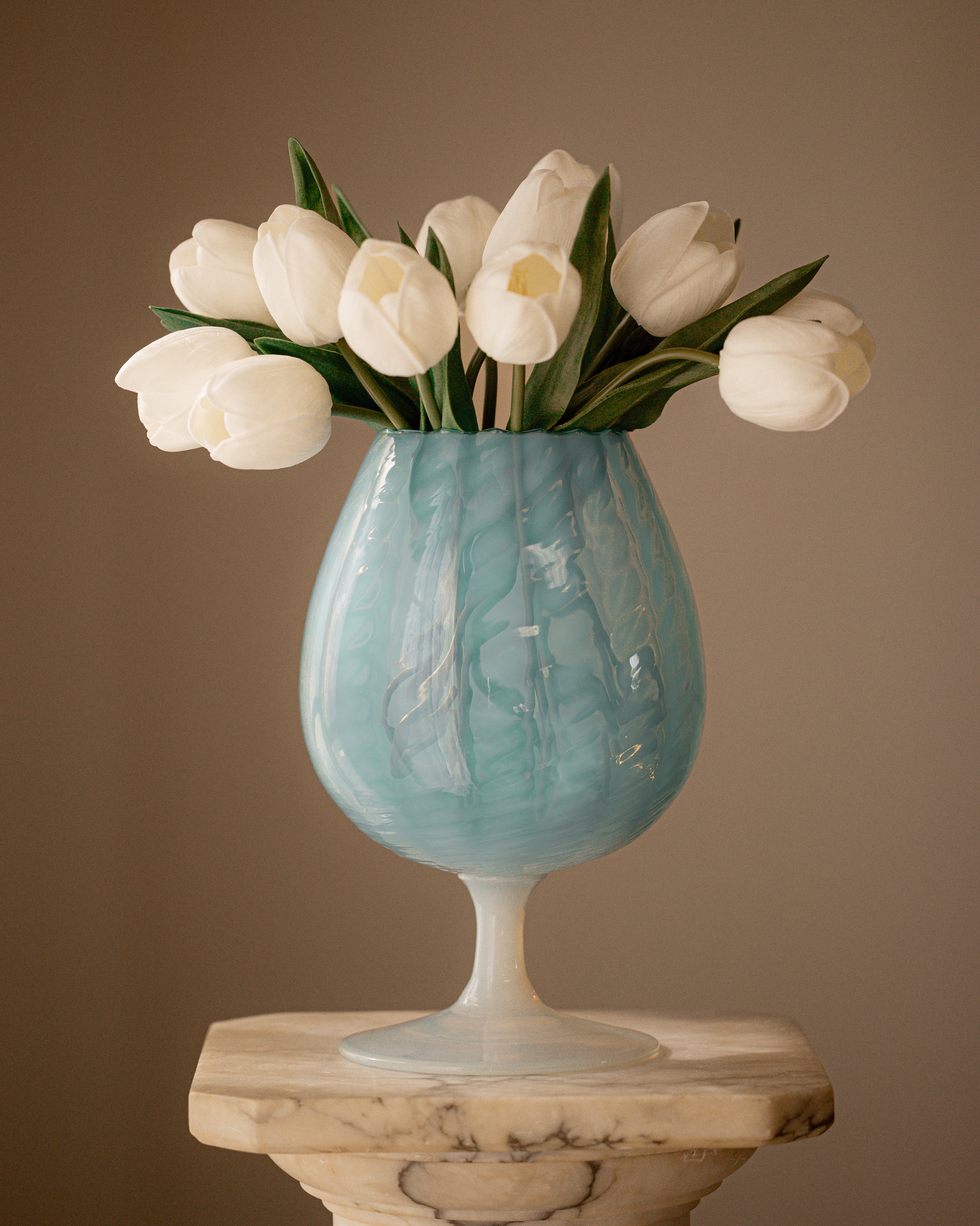 Extra Large Blue Empoli Italian Goblet Vase