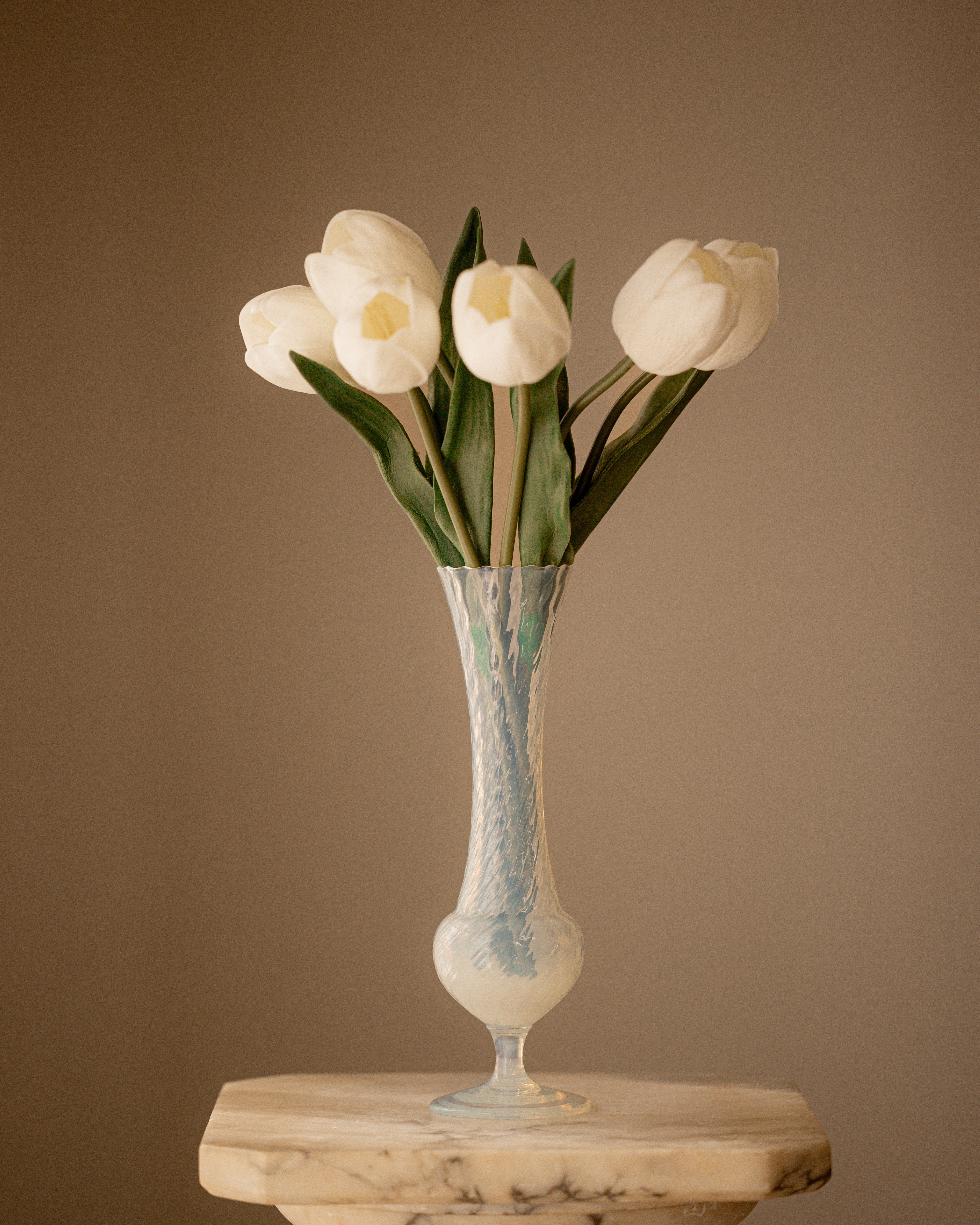White Iridescent Empoli Italian Vase