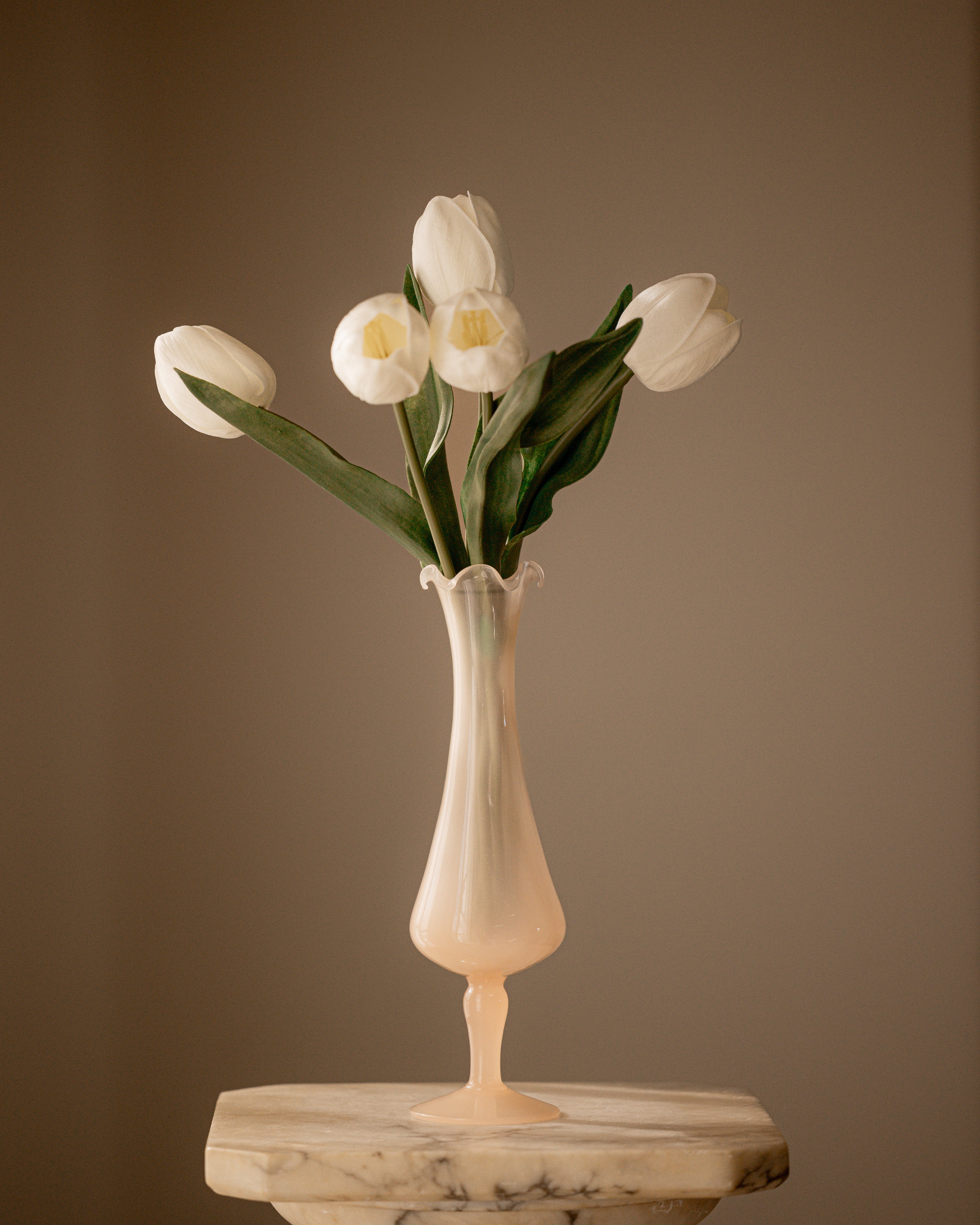 Blush Pink Italian Opaline Ruffle Vase 1.2