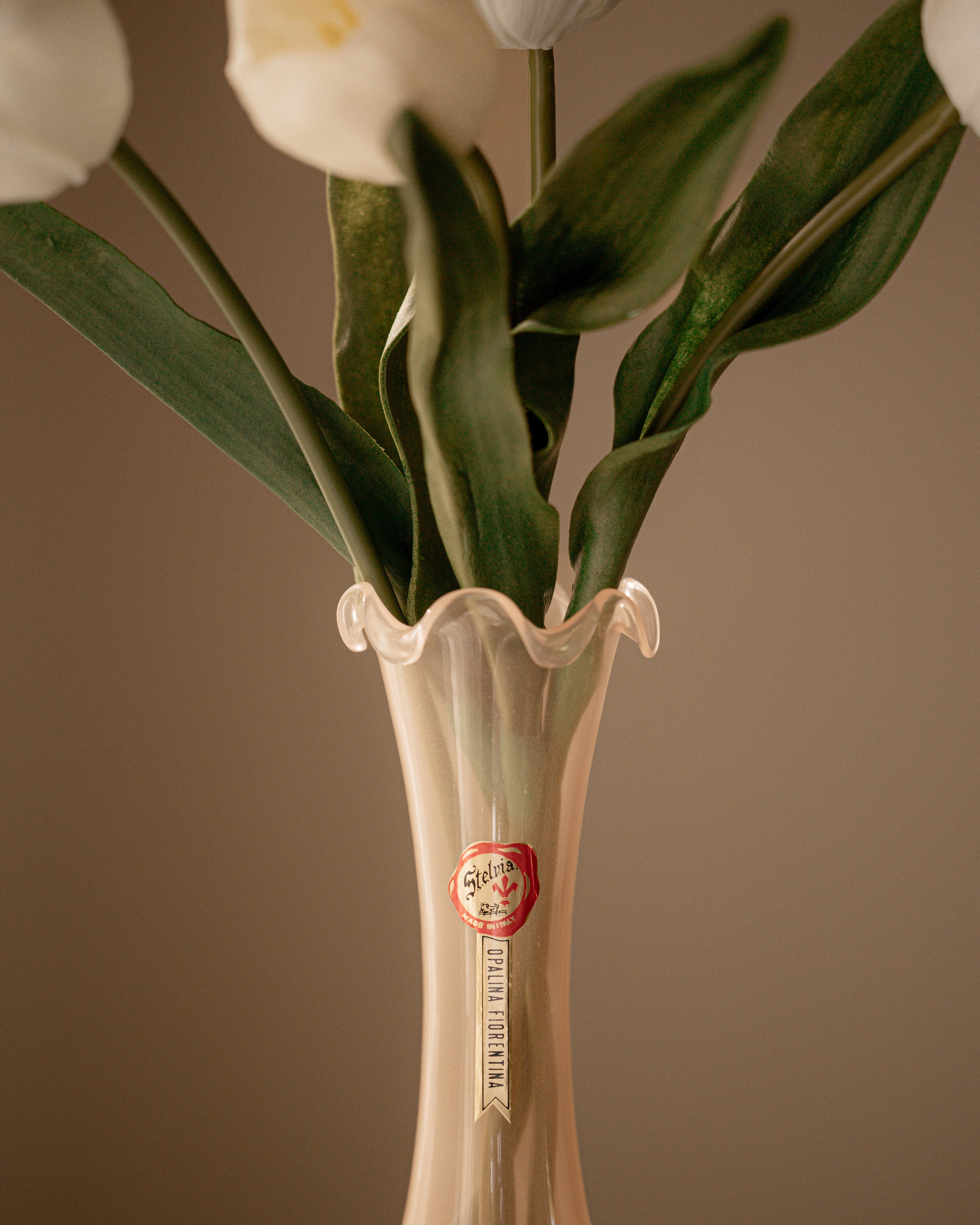 Blush Pink Italian Opaline Ruffle Vase 1.1