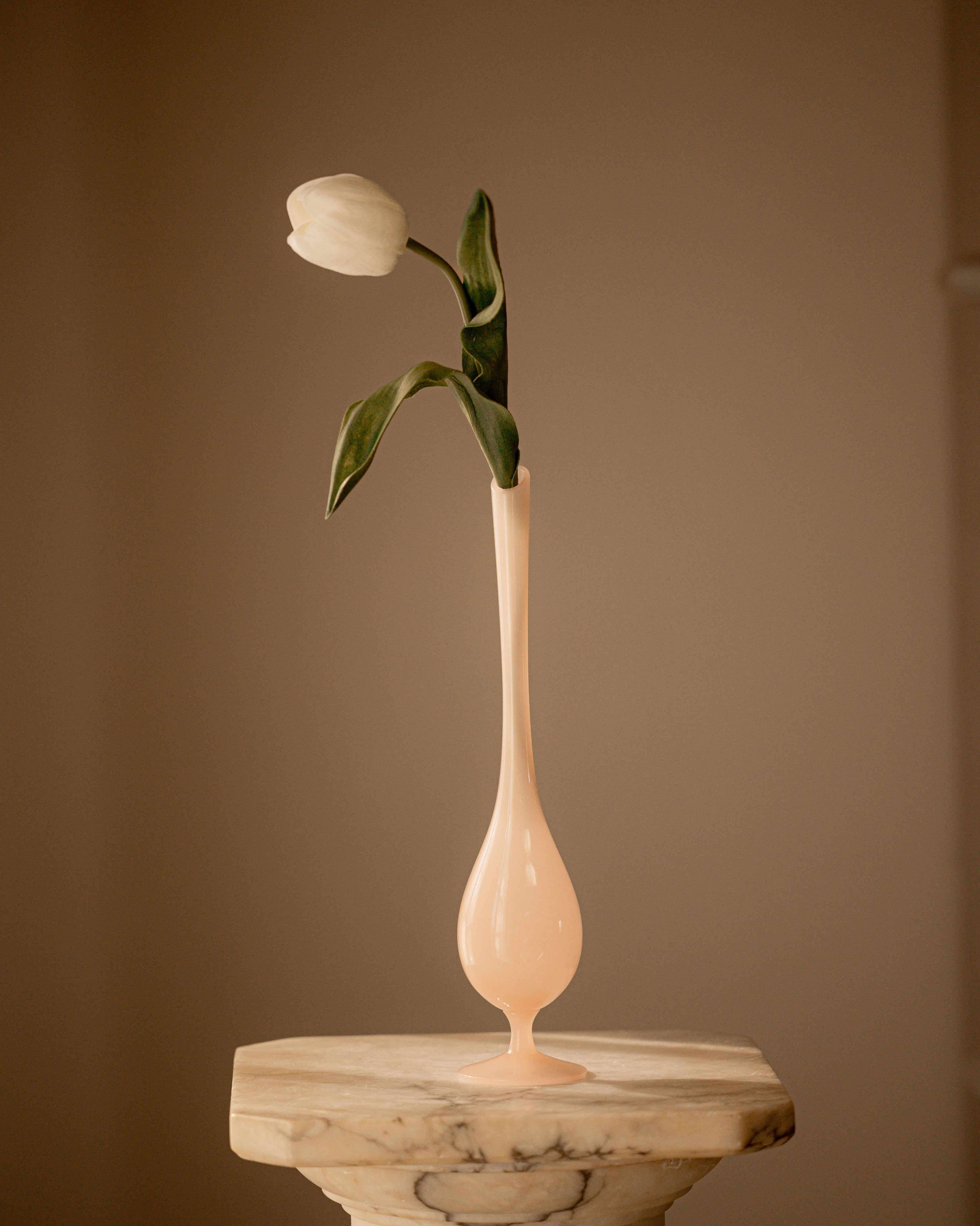 Blush Pink Italian Opaline Slim Vase