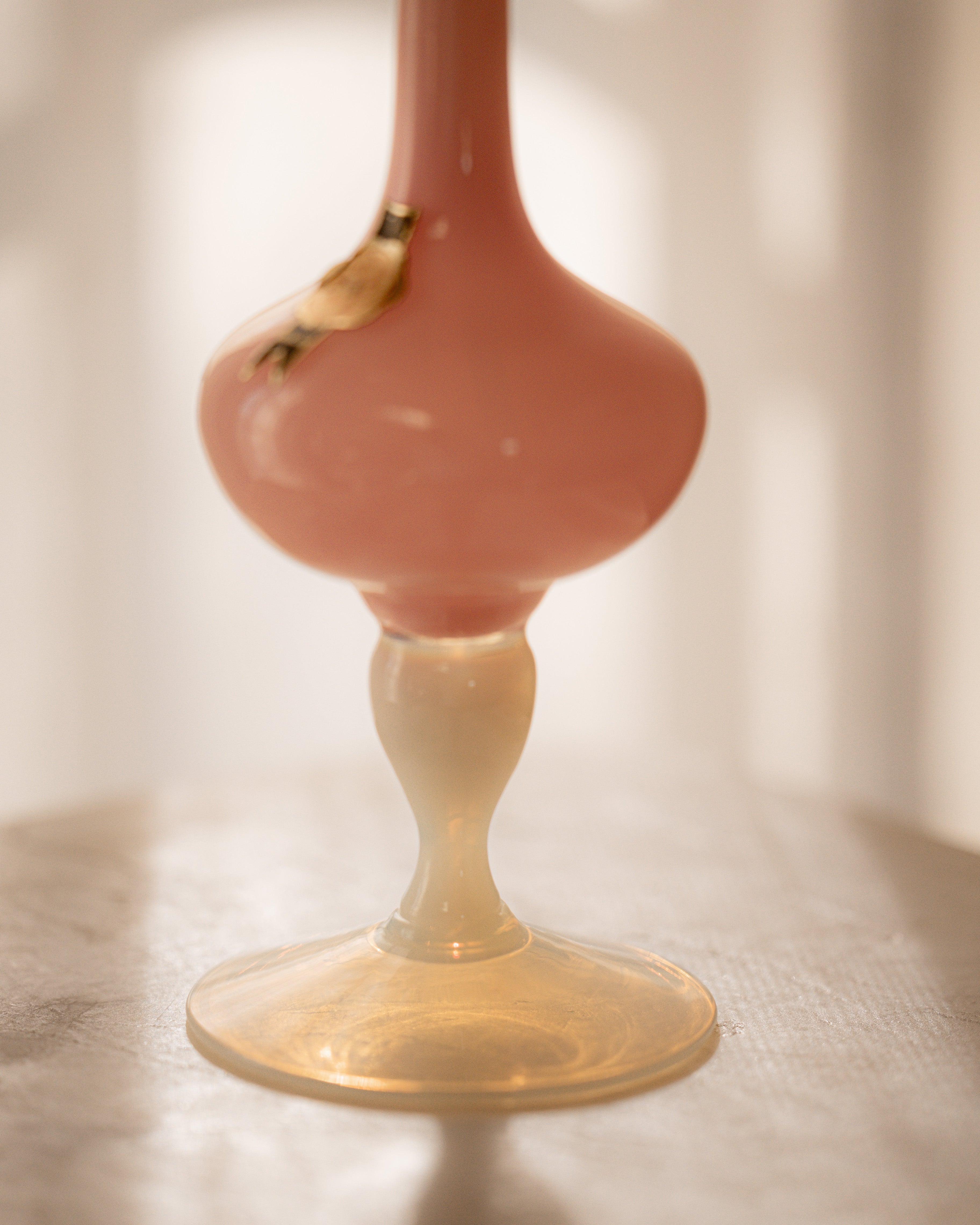 Bubblegum Pink Tubular Italian Opaline Vase