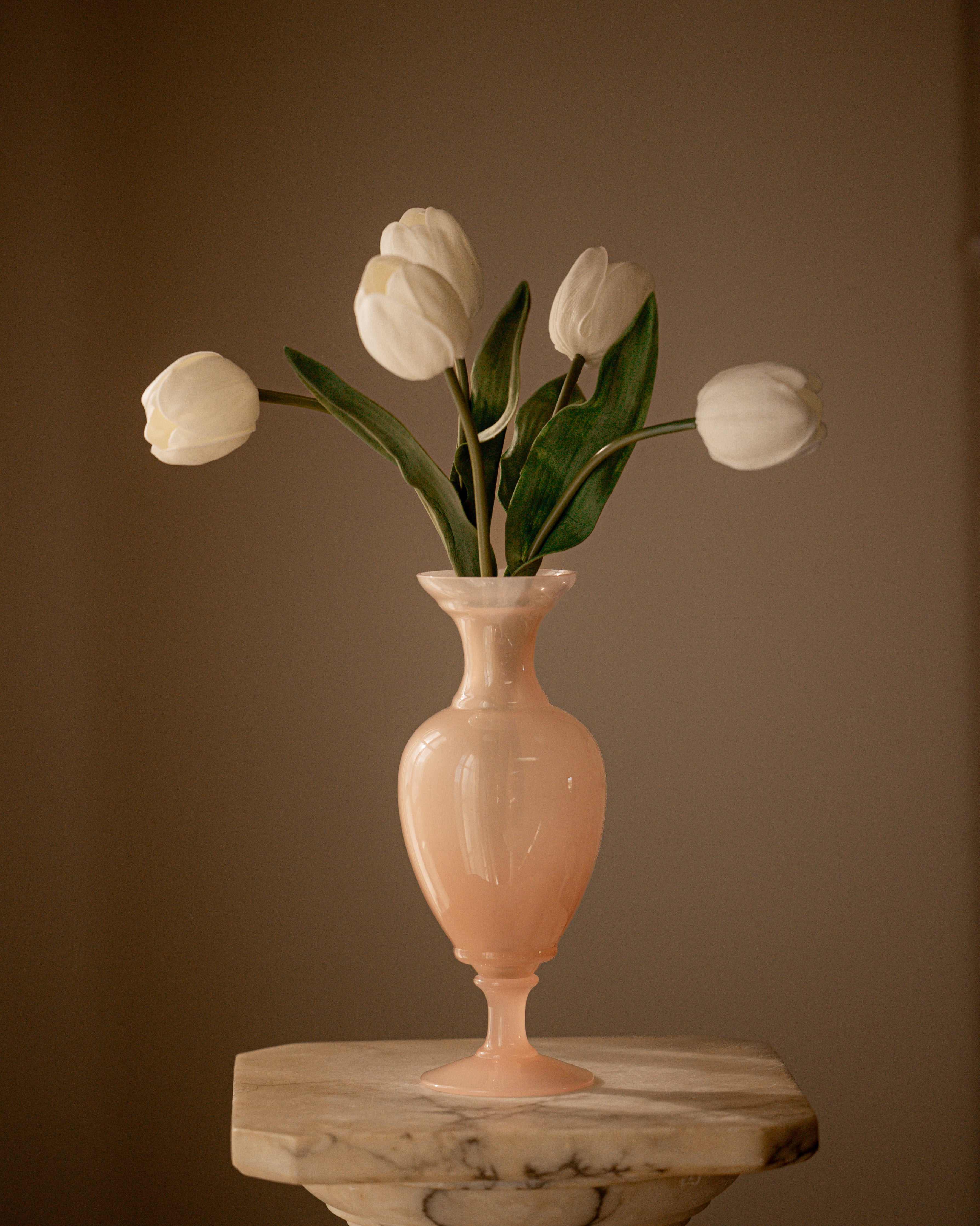 Large Blush Pink Italian Opaline Vase