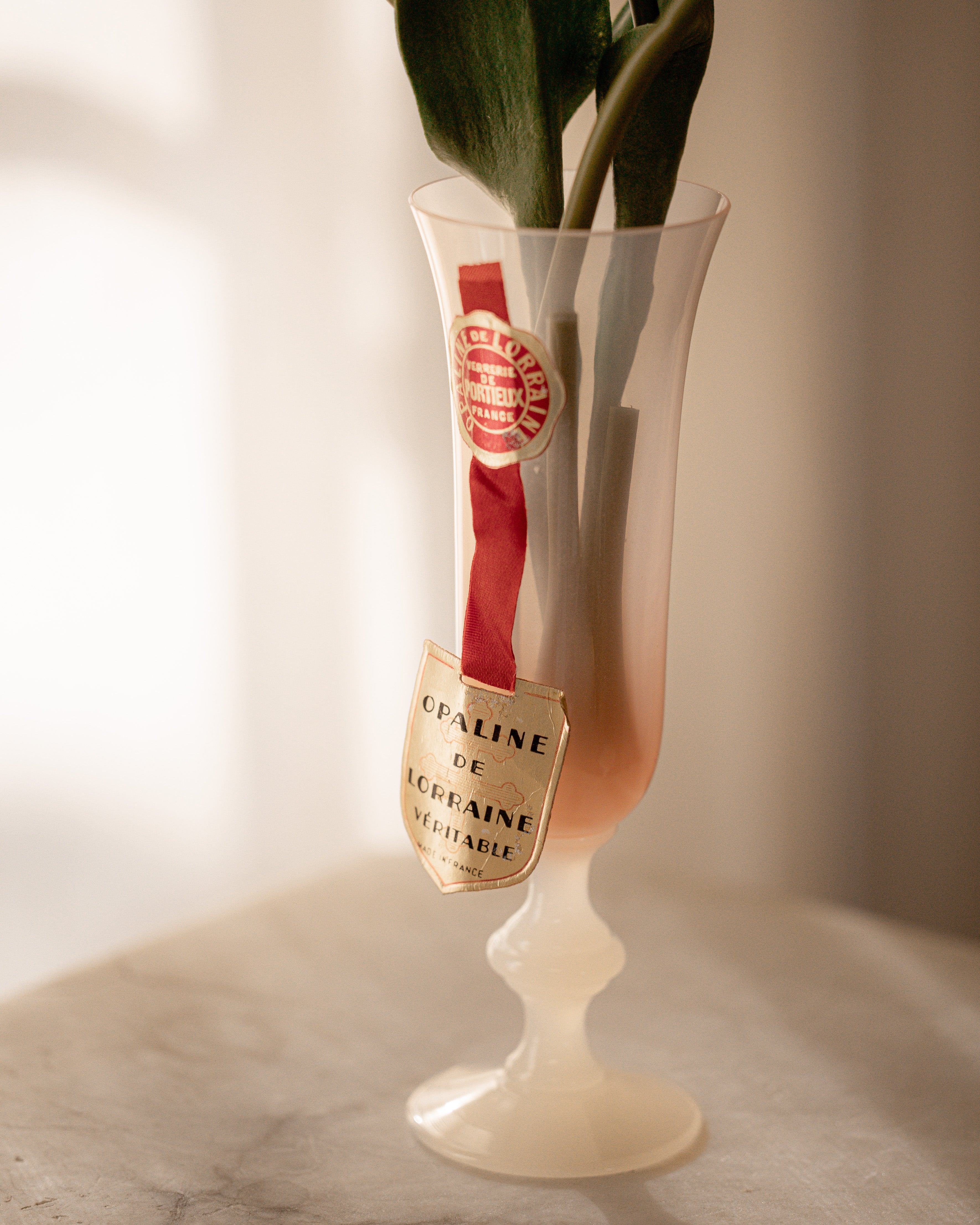 Light Ombré Pink Fluted Italian Opaline Vase