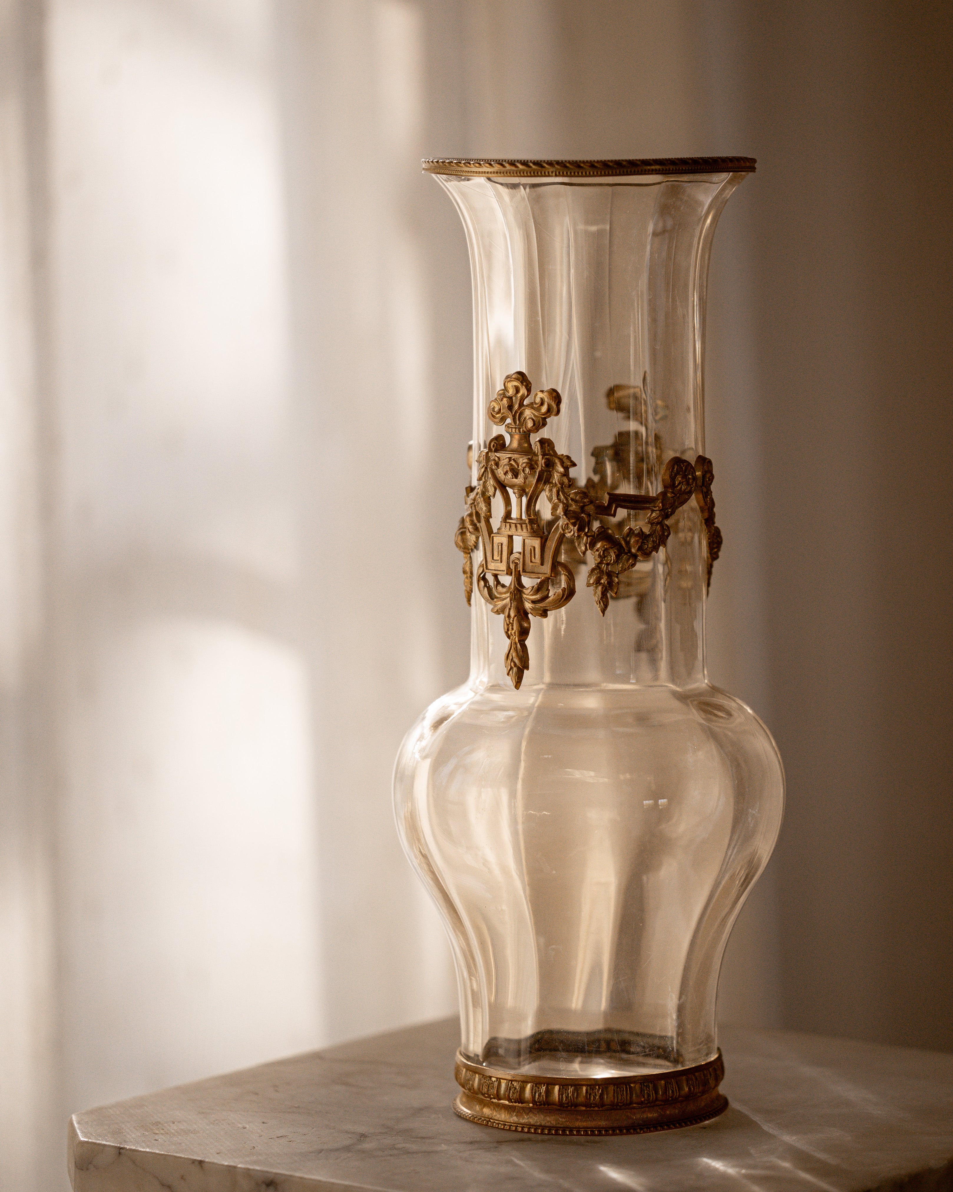 French Crystal and Bronze Vase