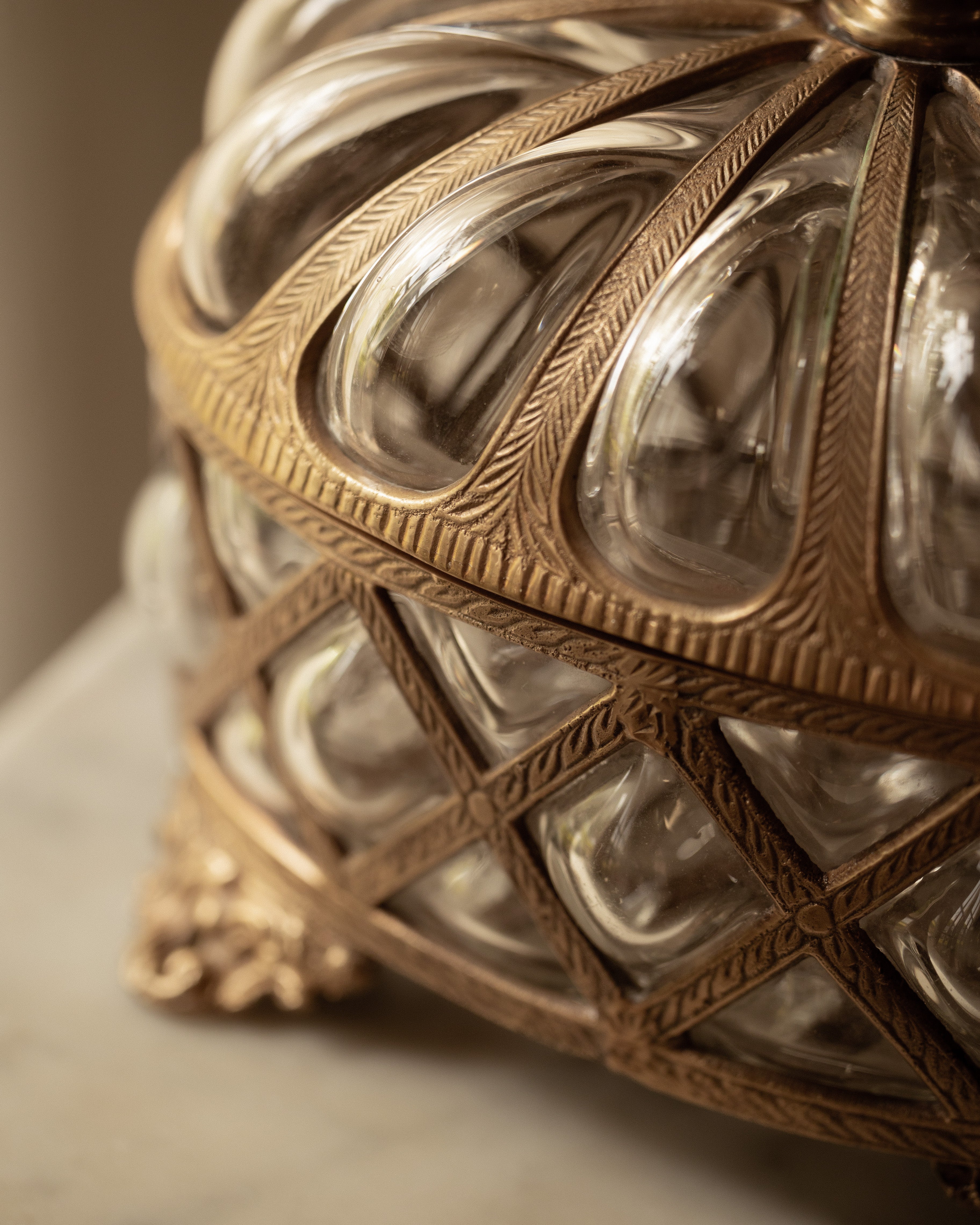 Oval Lidded Bubble Glass Jar