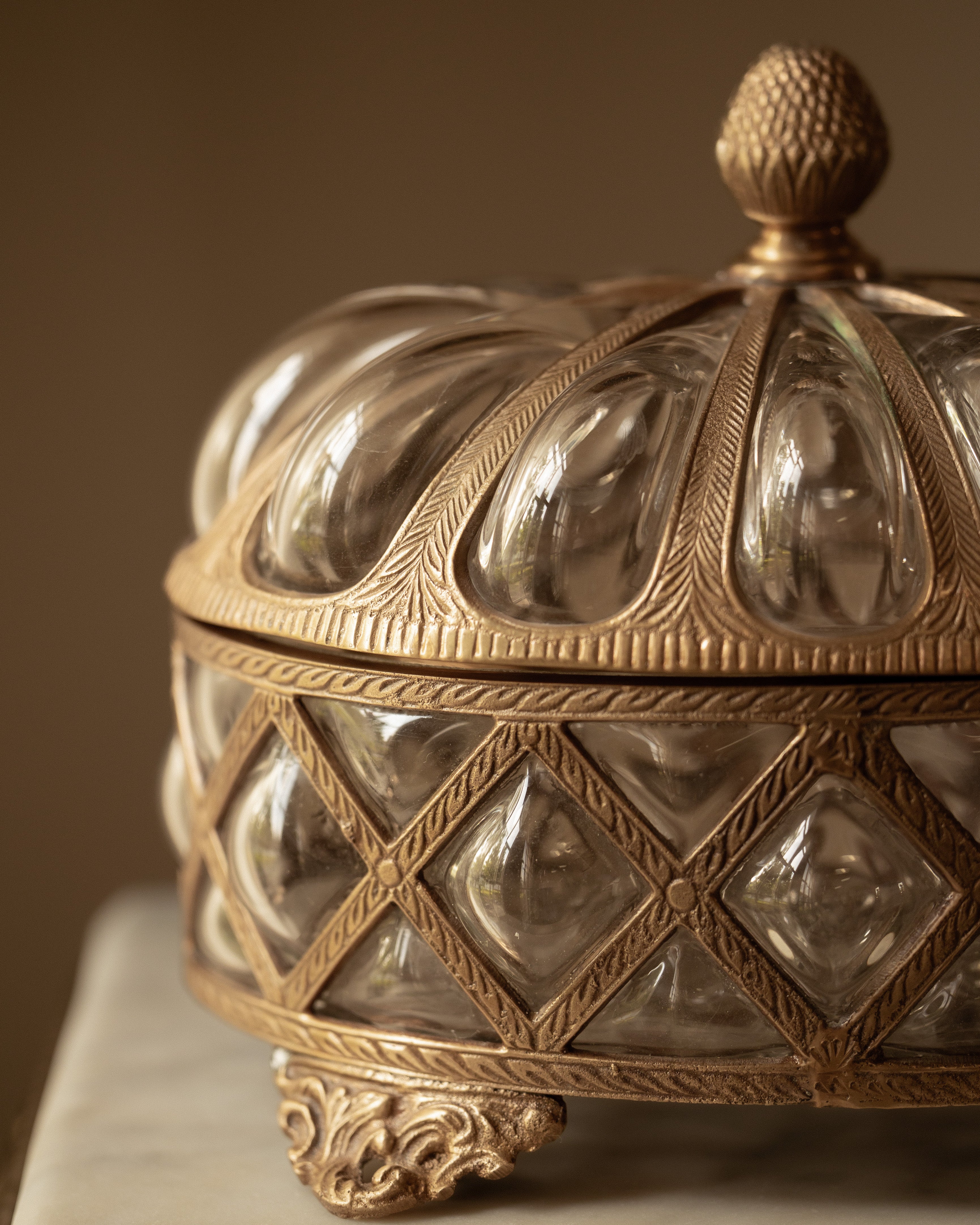 Oval Lidded Bubble Glass Jar