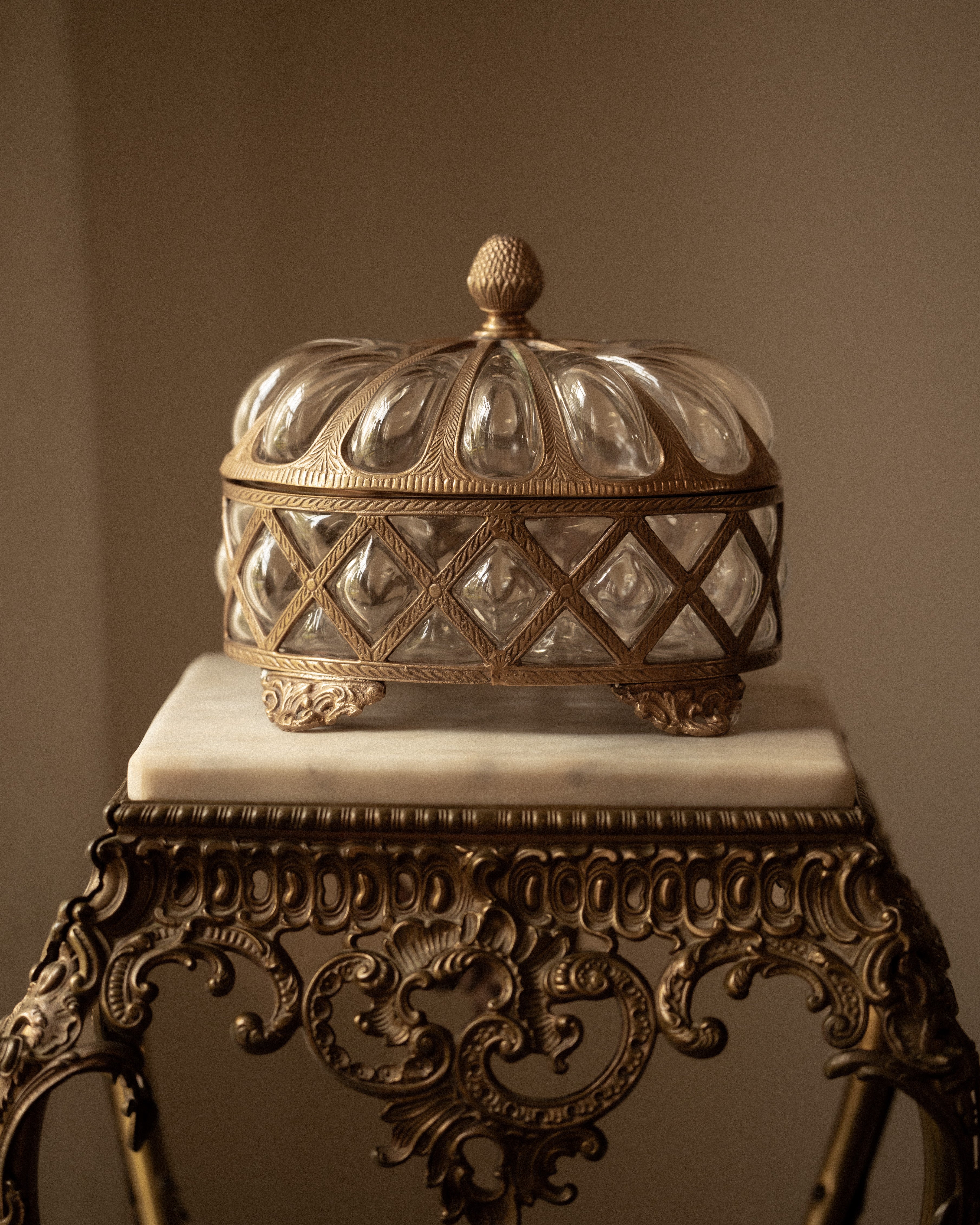 Oval Lidded Bubble Glass Jar