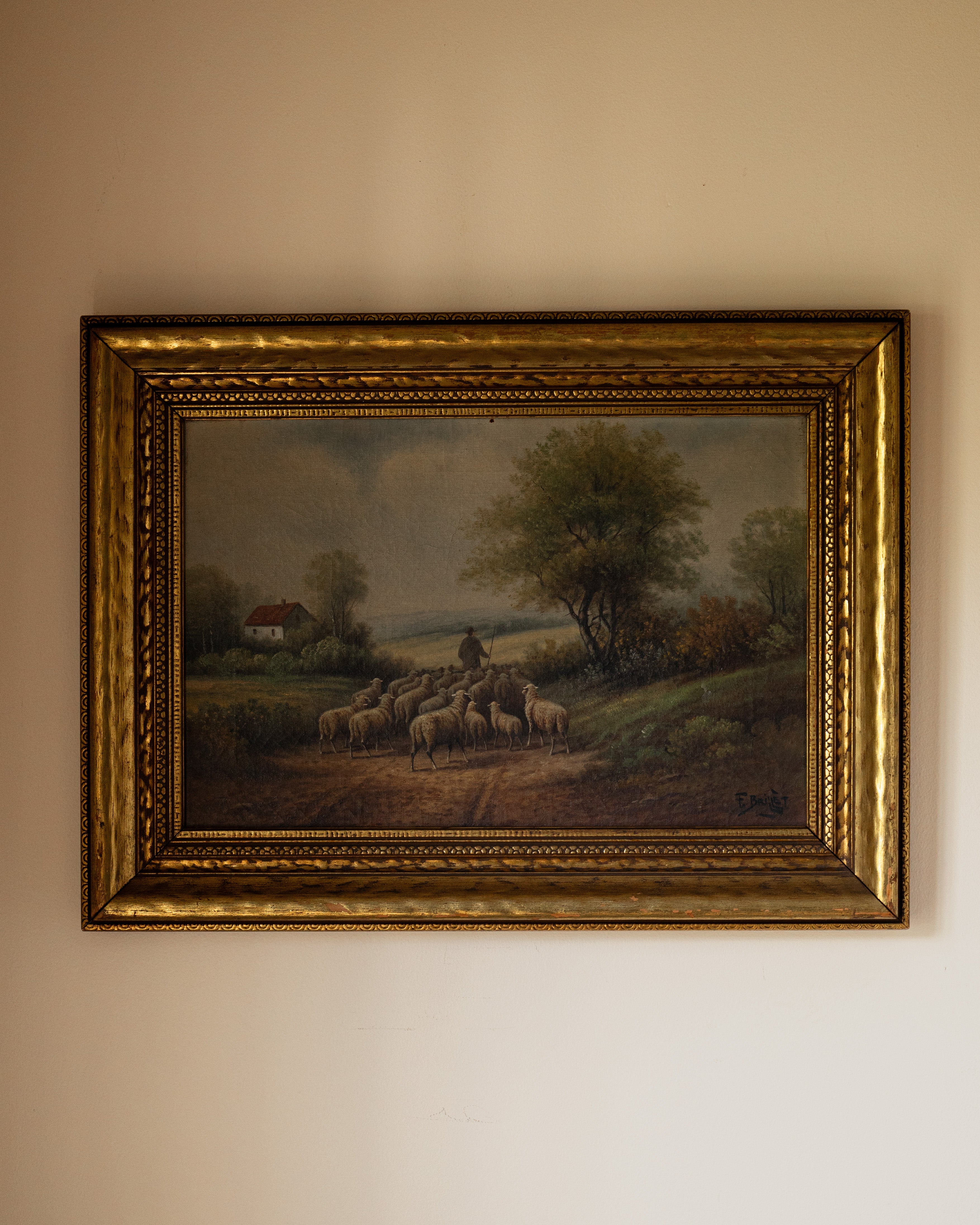 19th C. Pastoral Landscape Scene by F. Brillet