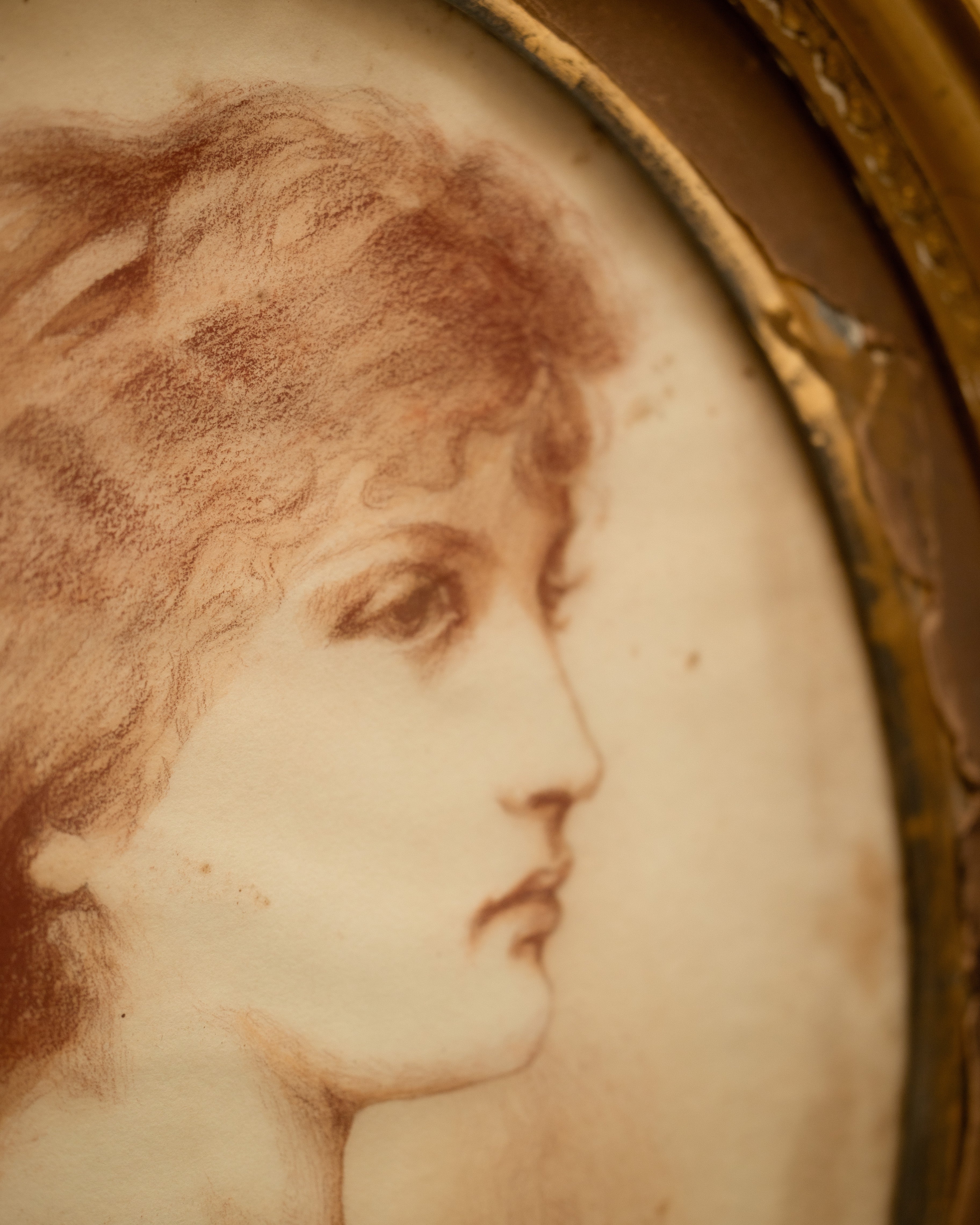 19th. C. Sanguine Portrait of Young Woman