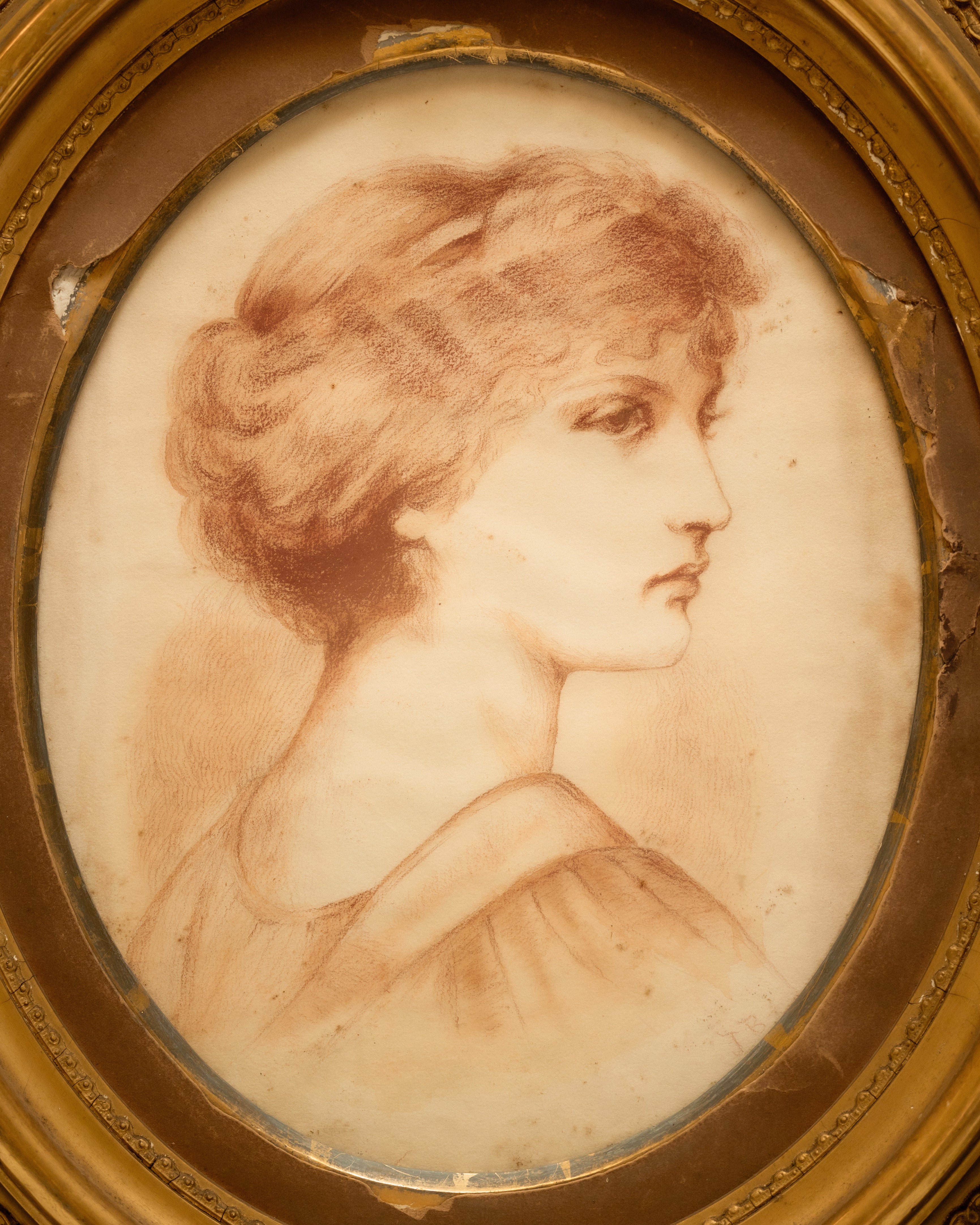 19th. C. Sanguine Portrait of Young Woman
