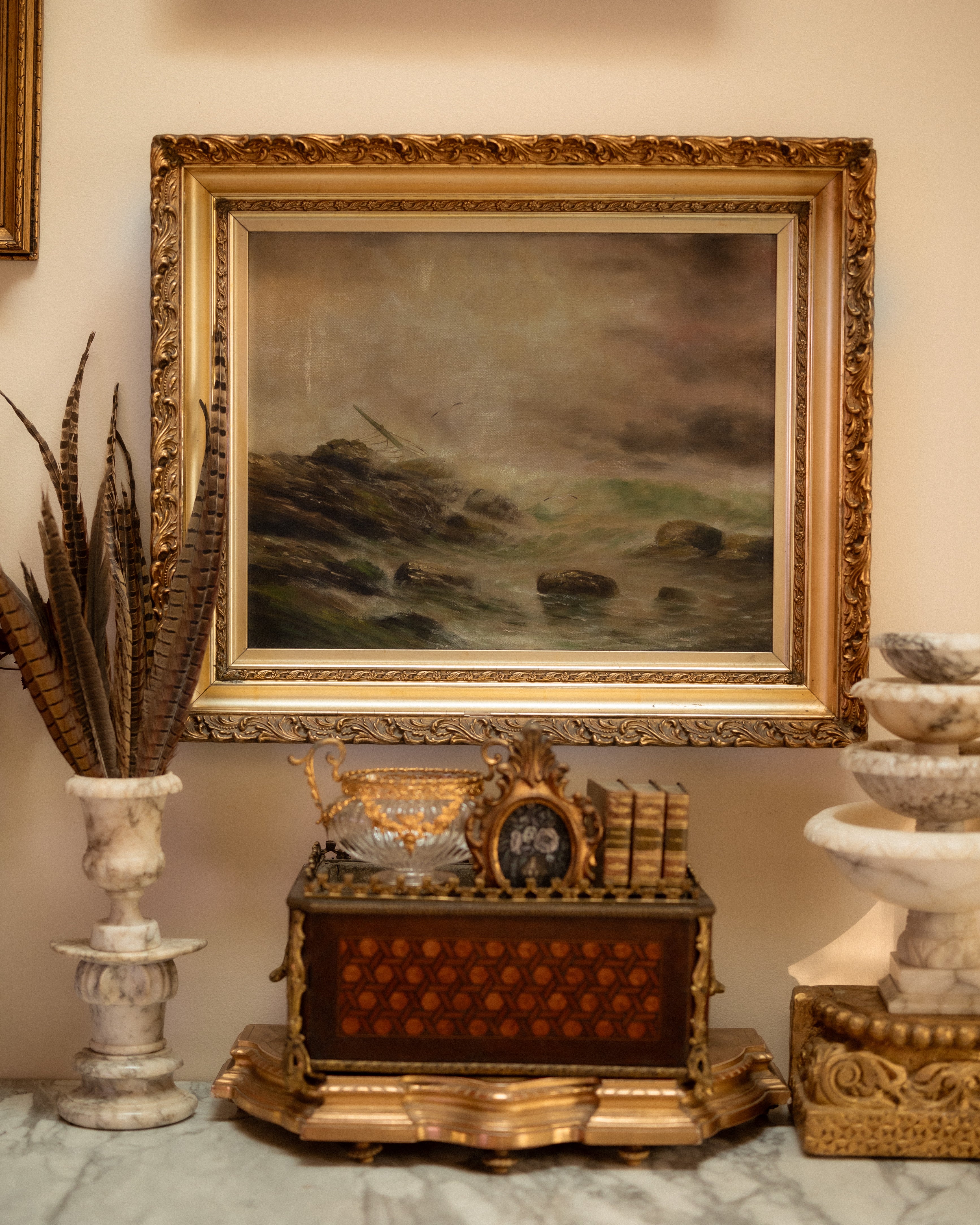 19th C. Seascape on Canvas
