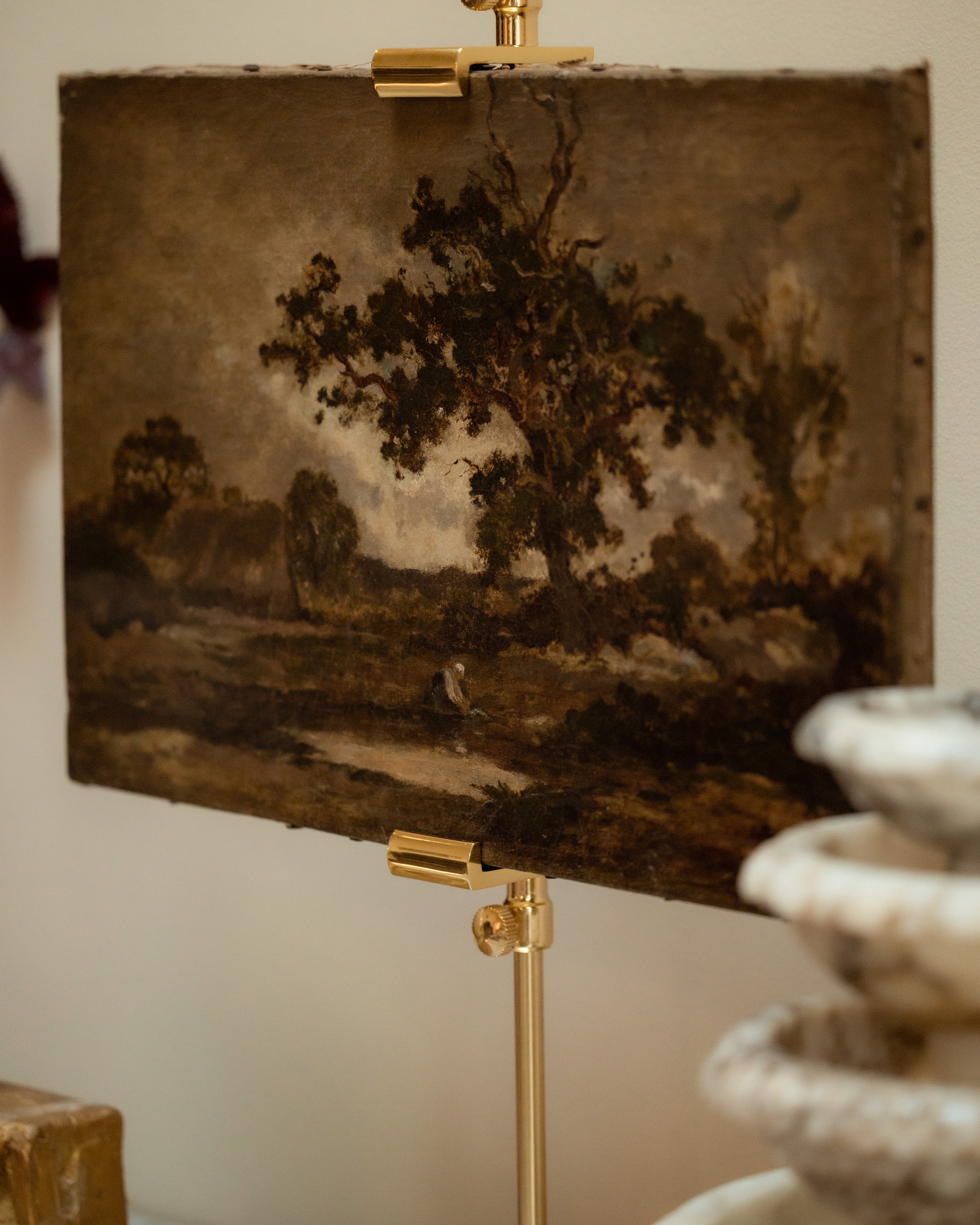 19th C. Moody Landscape Scene on Canvas