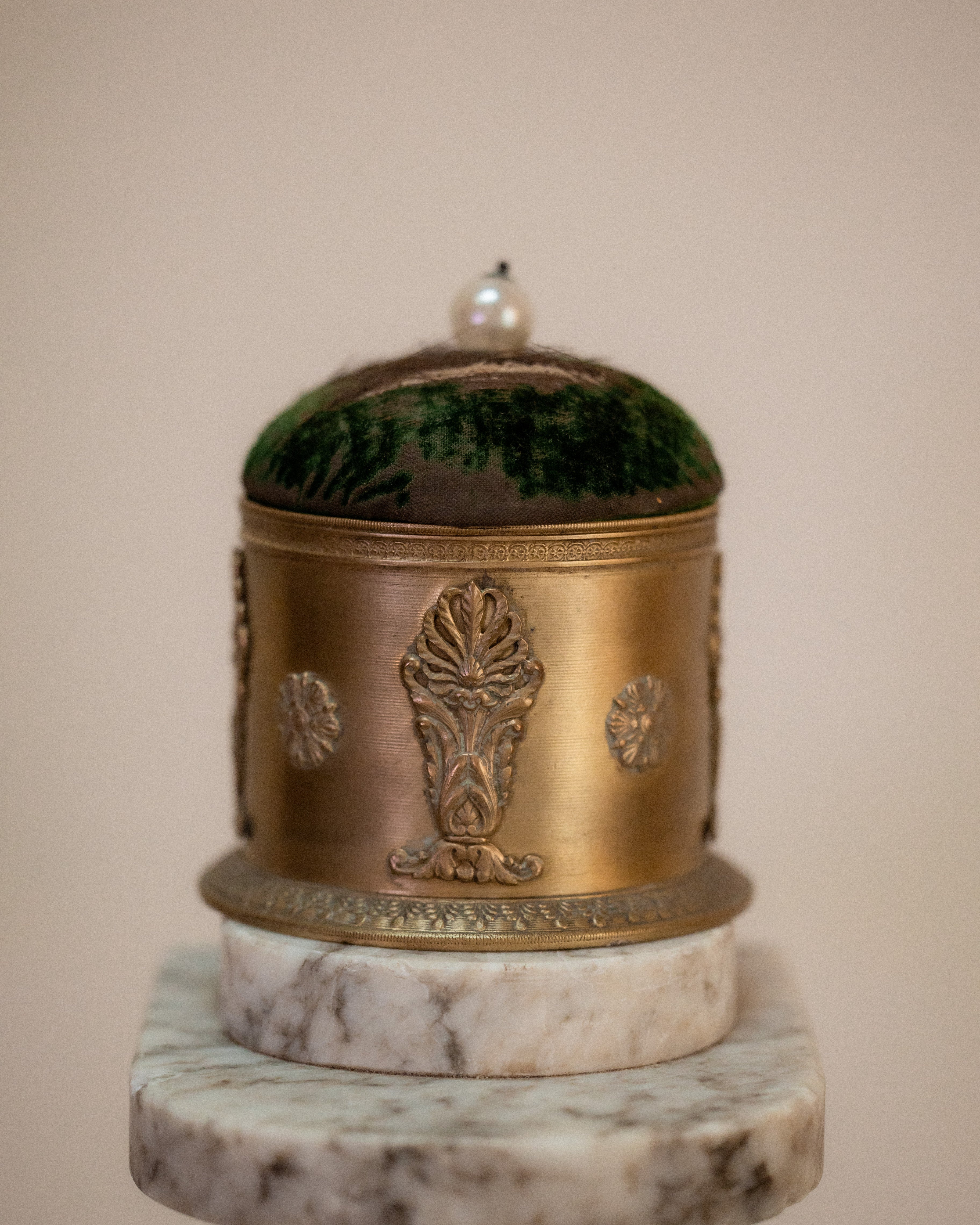 Antique French Pin Cushion Sewing Box