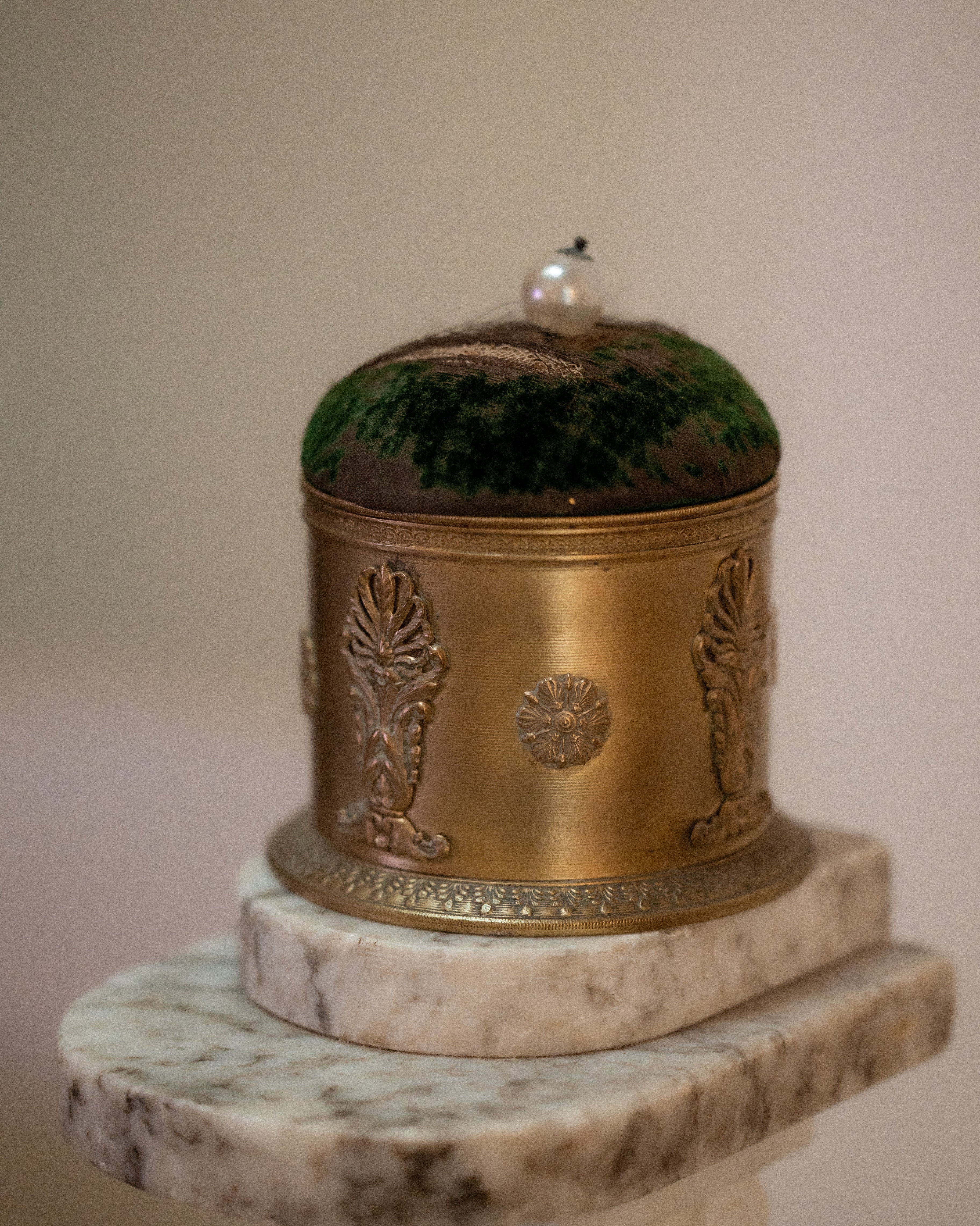 Antique French Pin Cushion Sewing Box