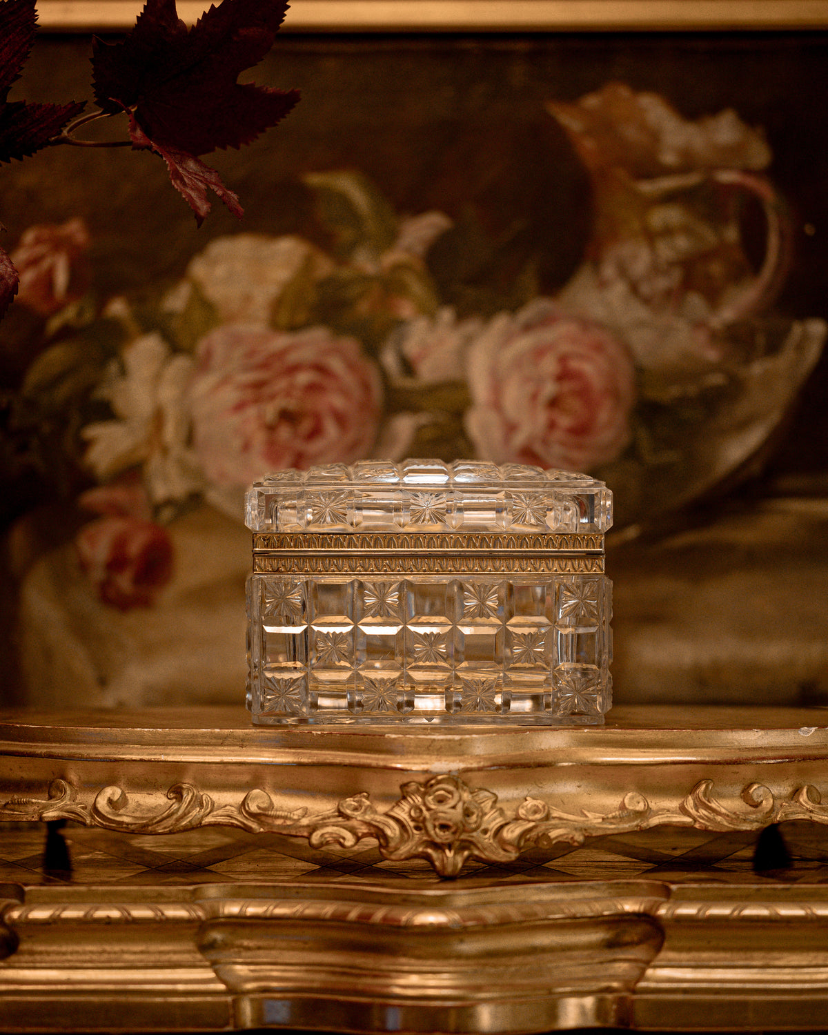 French Baccarat Stamped Cut Crystal Casket