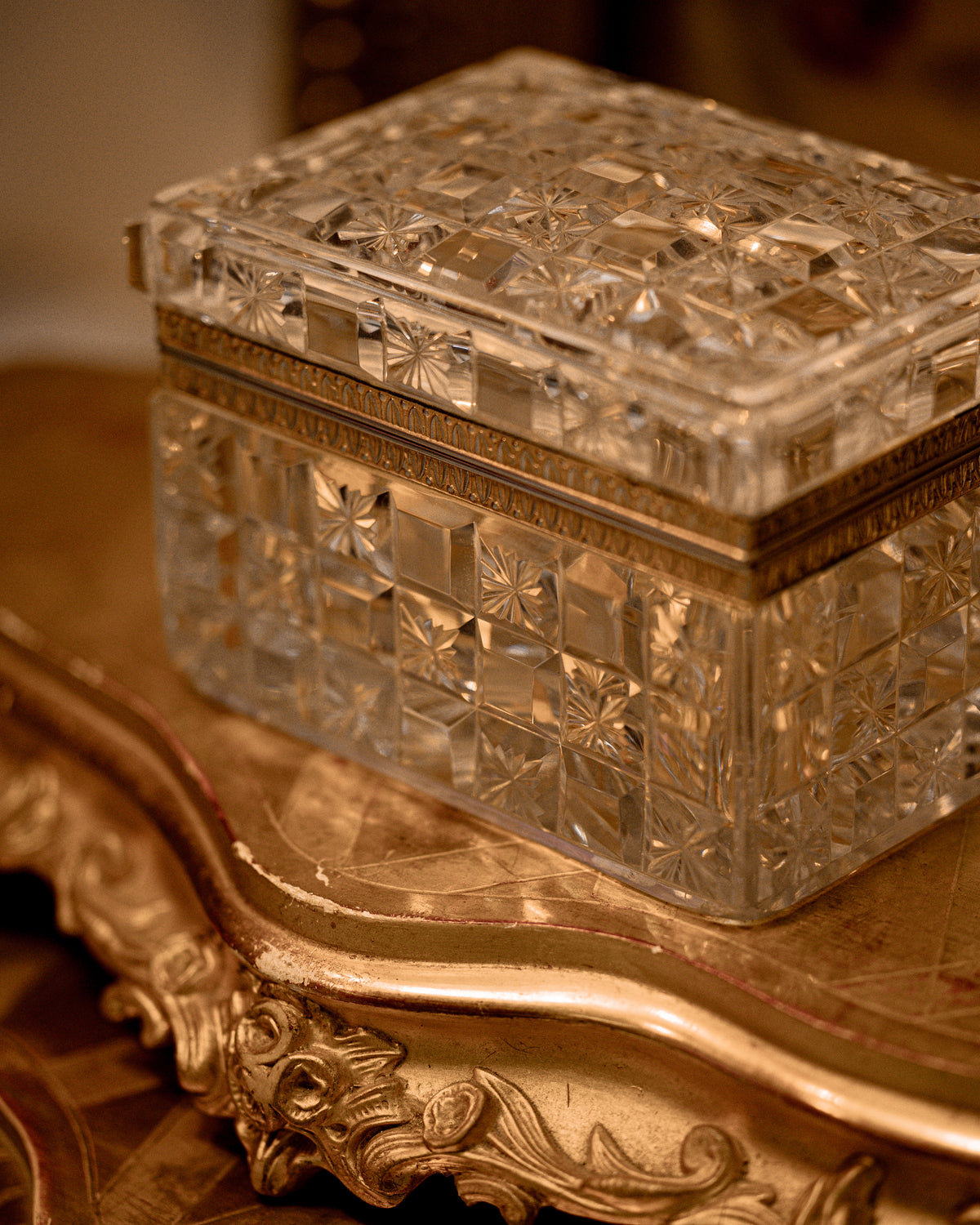 French Baccarat Stamped Cut Crystal Casket