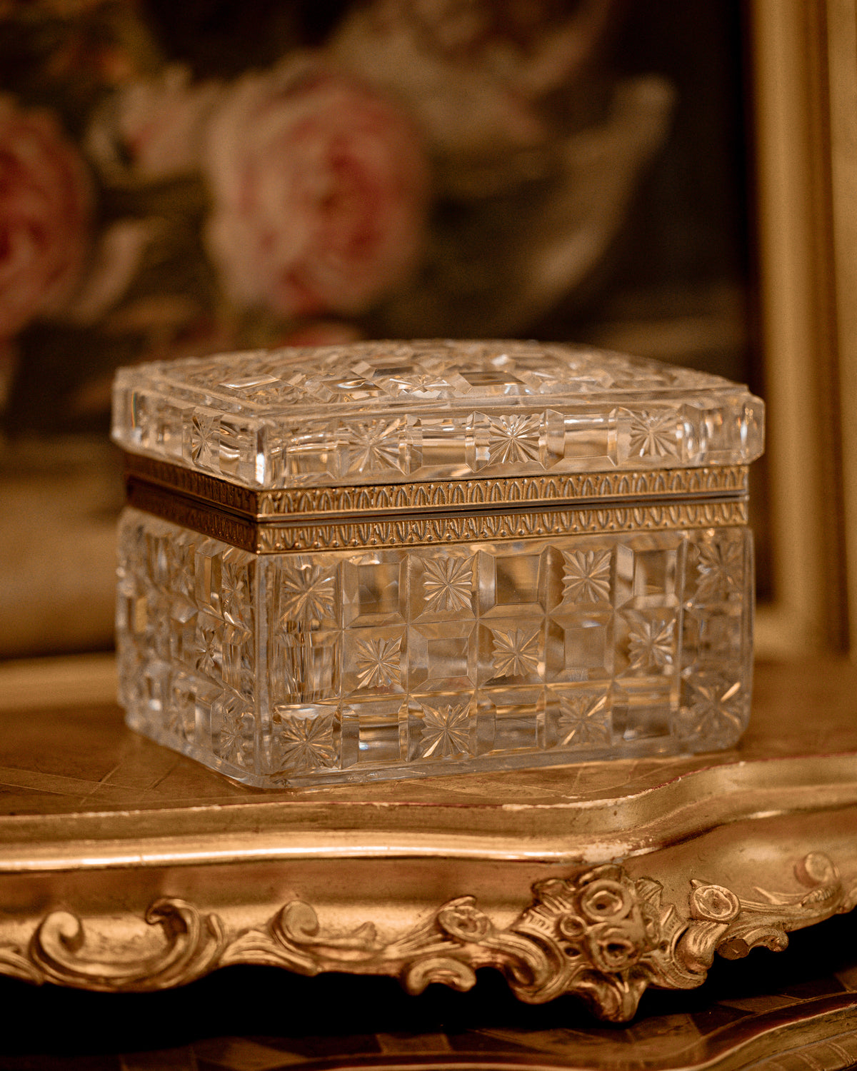 French Baccarat Stamped Cut Crystal Casket