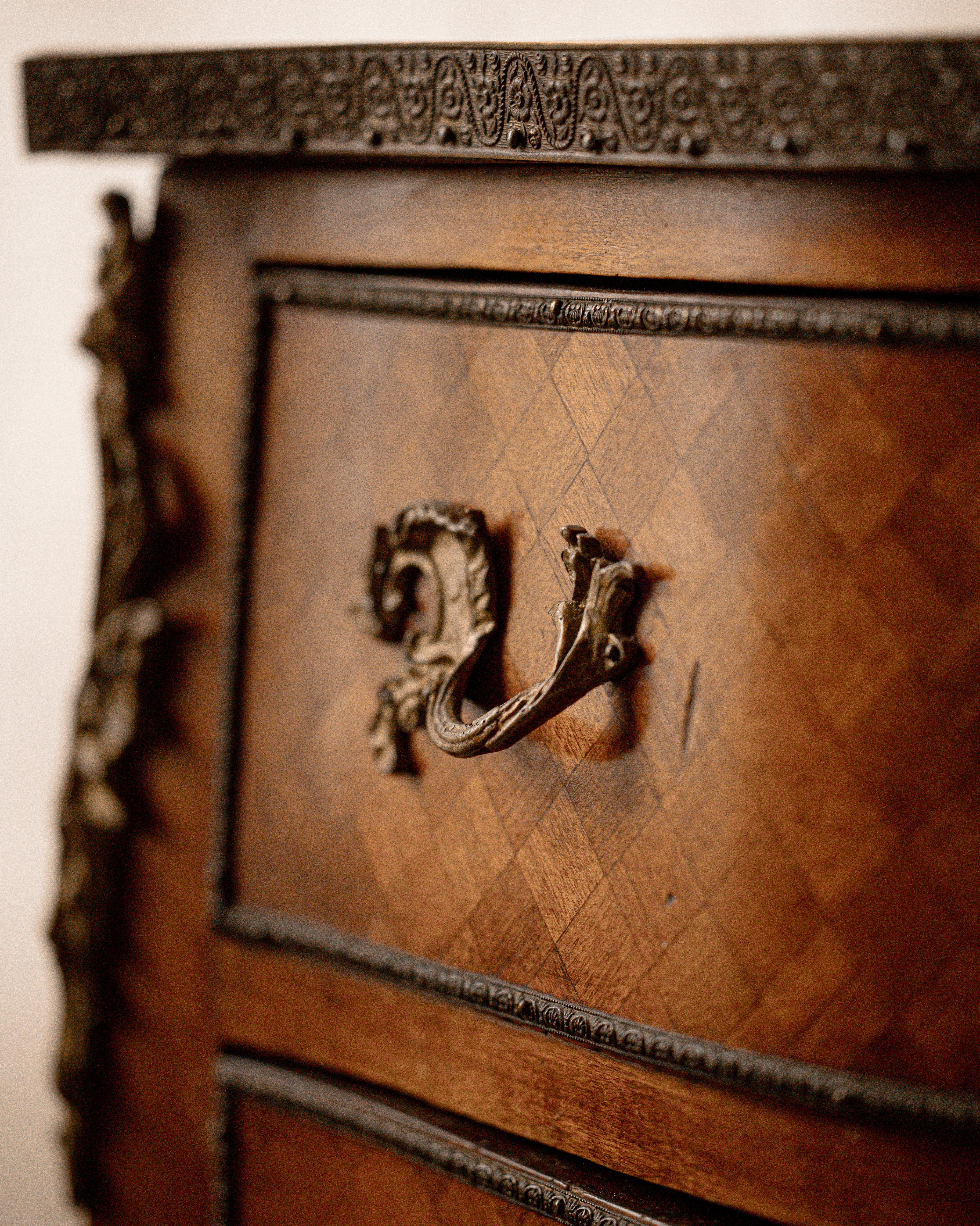 Pair of Antique French Louis XV Revival Marquetry Bedside Tables