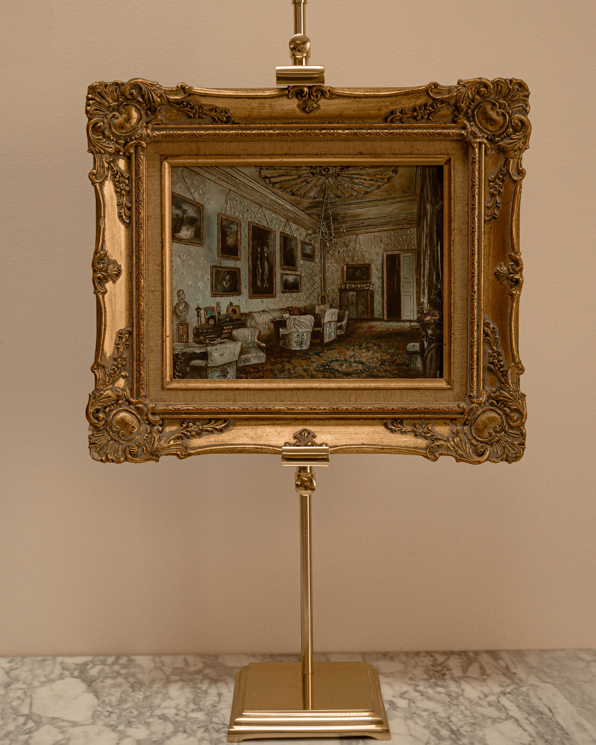 European Chateau Interior Still Life Painting