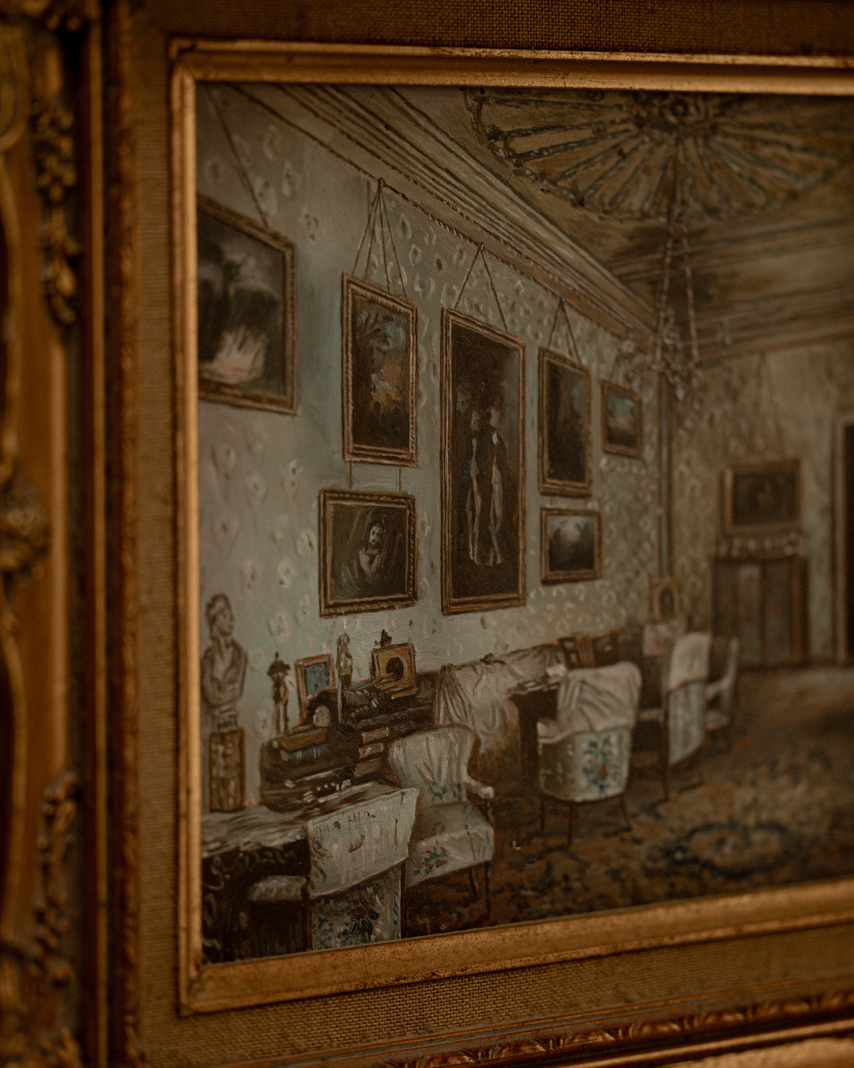 European Chateau Interior Still Life Painting