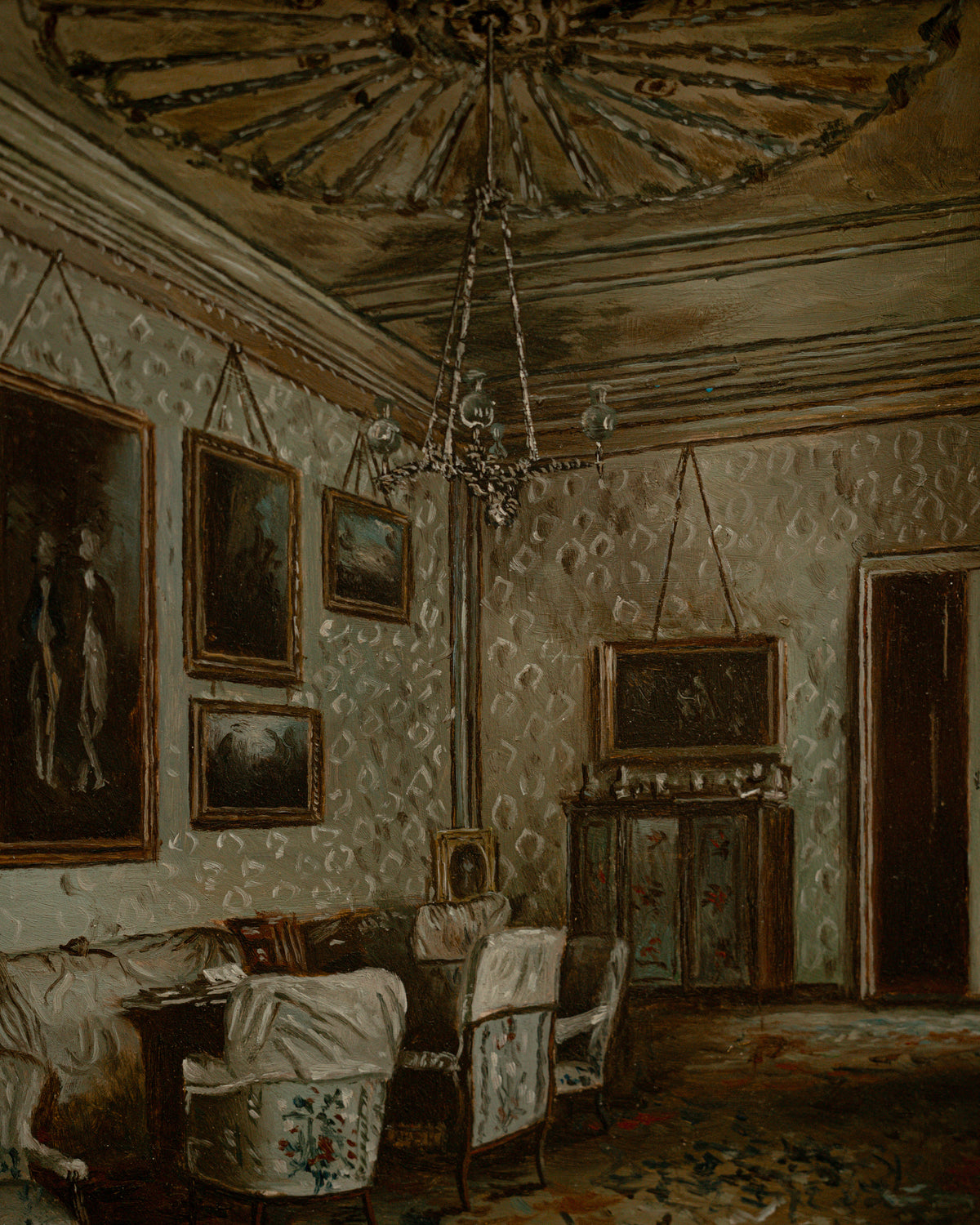 European Chateau Interior Still Life Painting