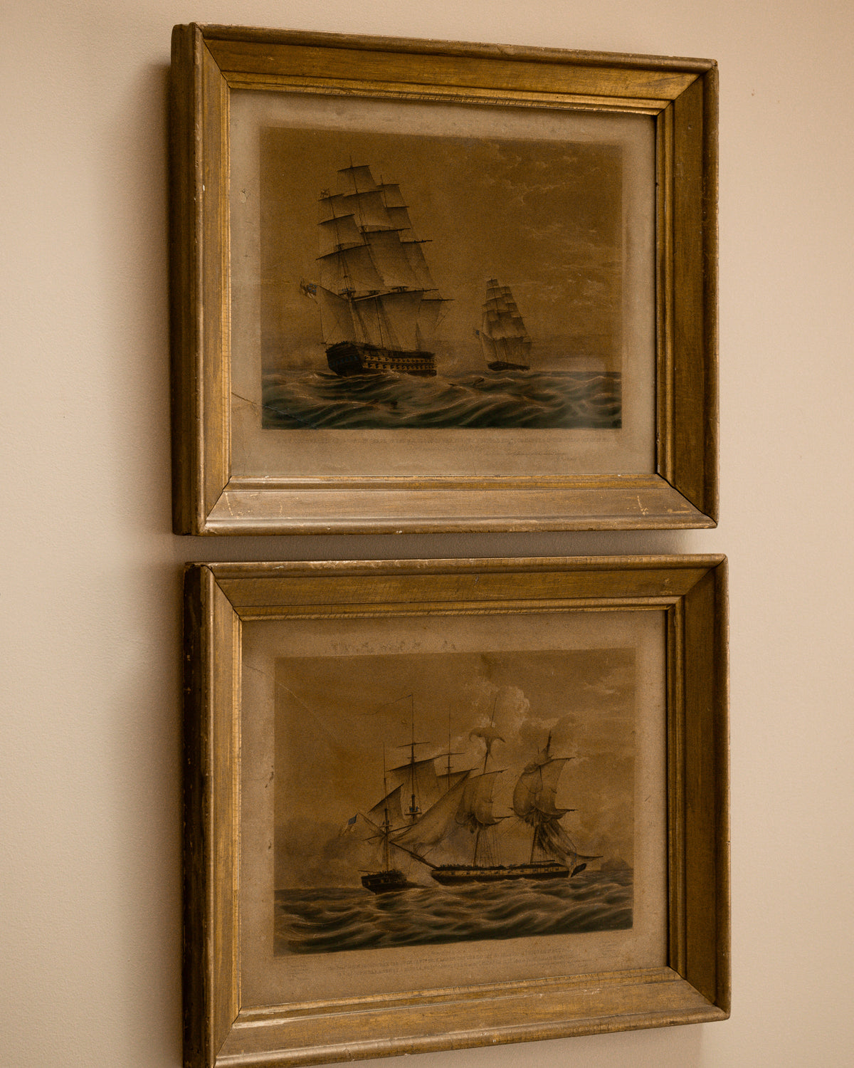 Pair of 19th-Century Hand-Colored Maritime Lithographs