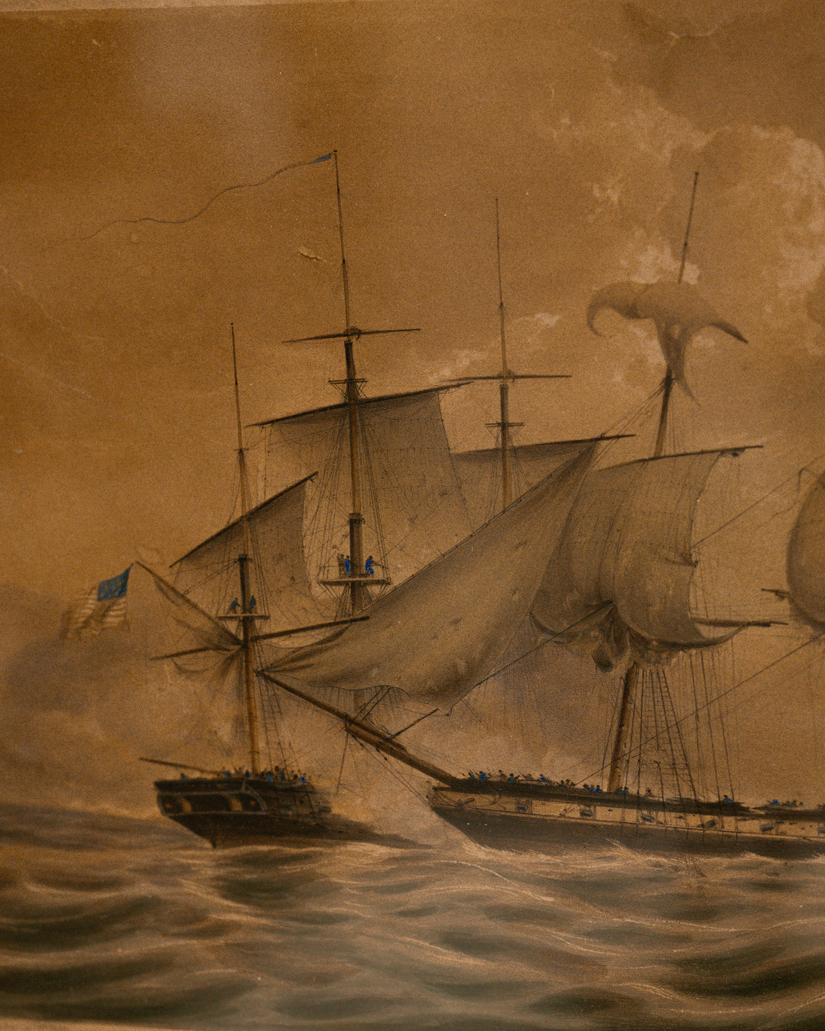 Pair of 19th-Century Hand-Colored Maritime Lithographs